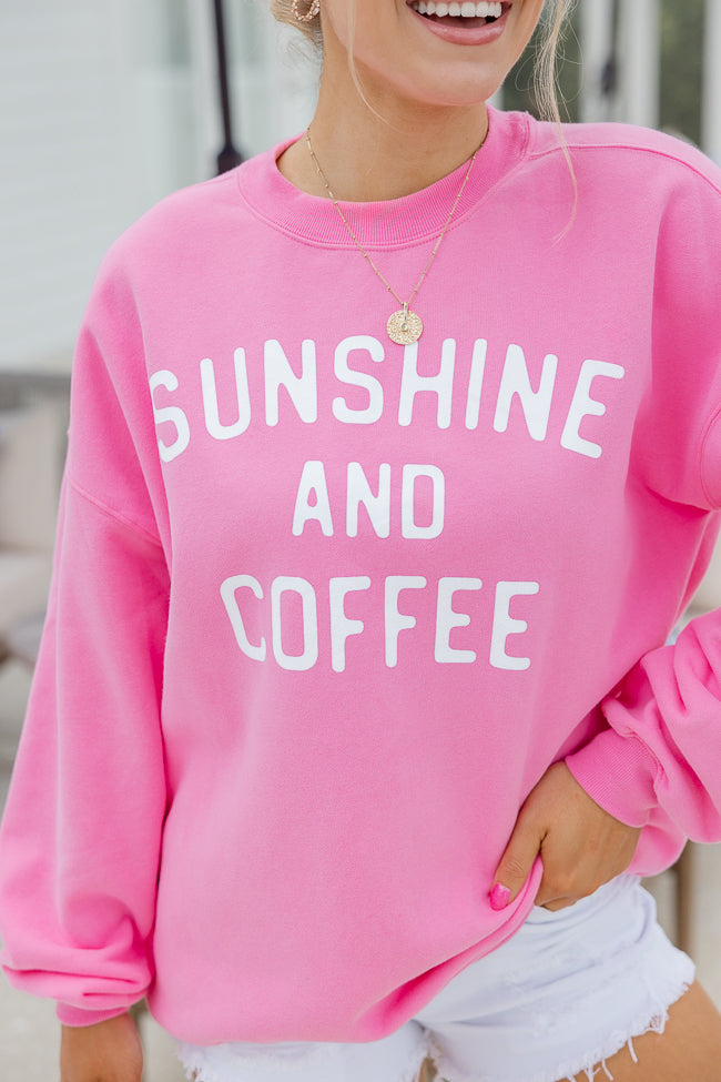 Sunshine and Coffee Pink Graphic Sweatshirt SALE-Sunny Prom