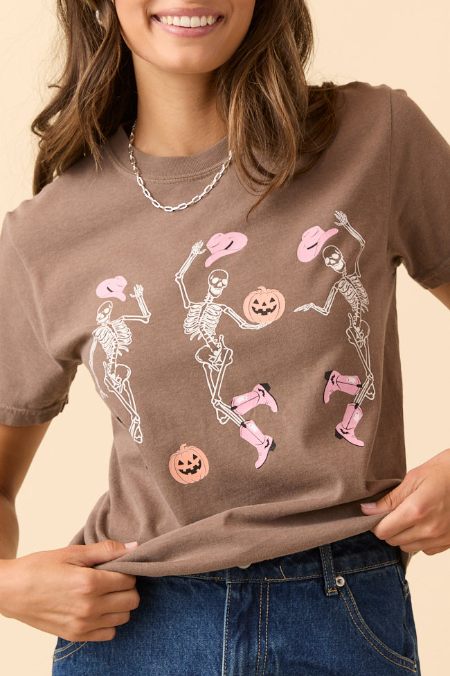 Dancing Skeletons Brown Graphic Tee SALE-Sunny Prom