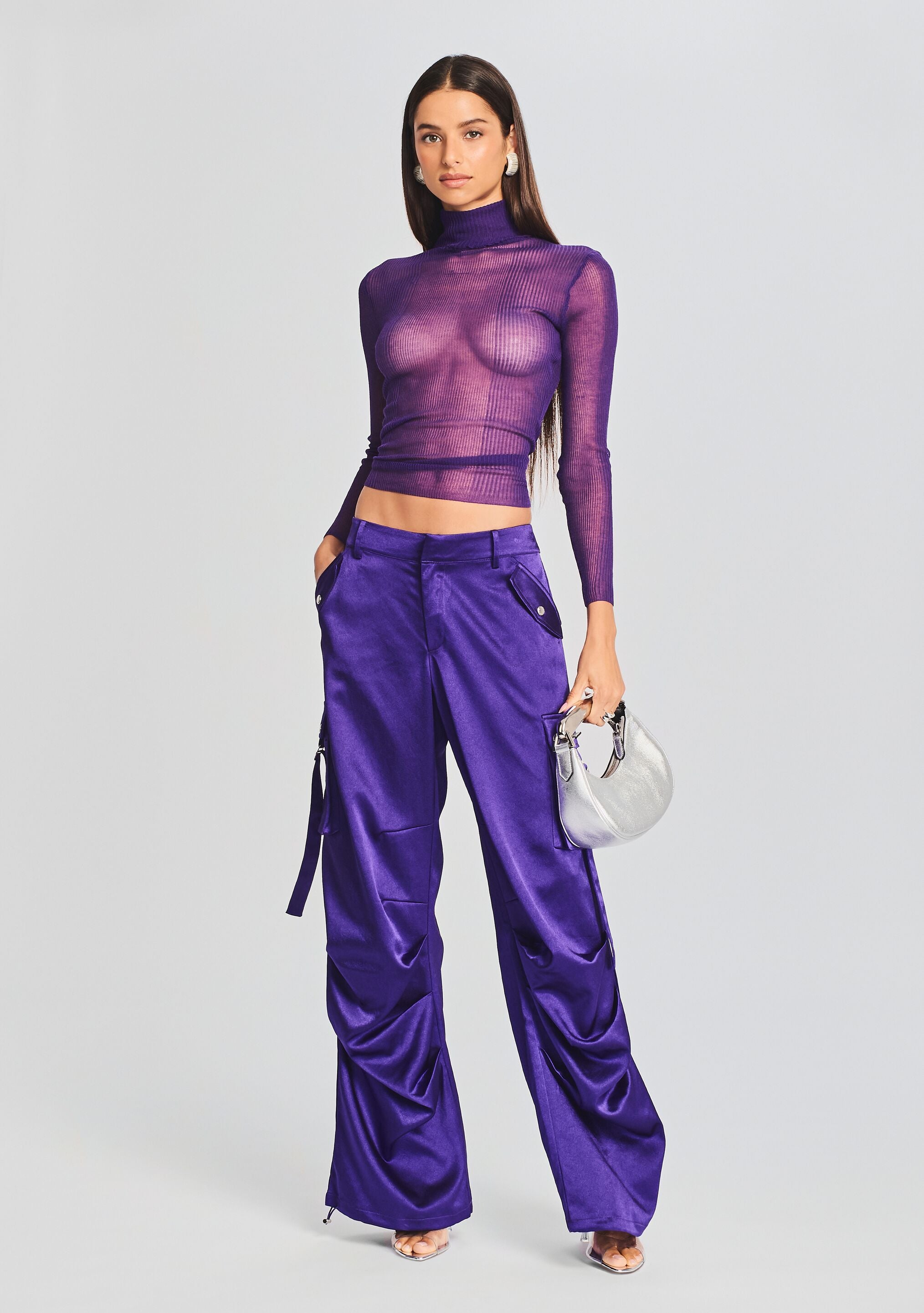 Lai Satin Cargo Pant-Sunny Prom