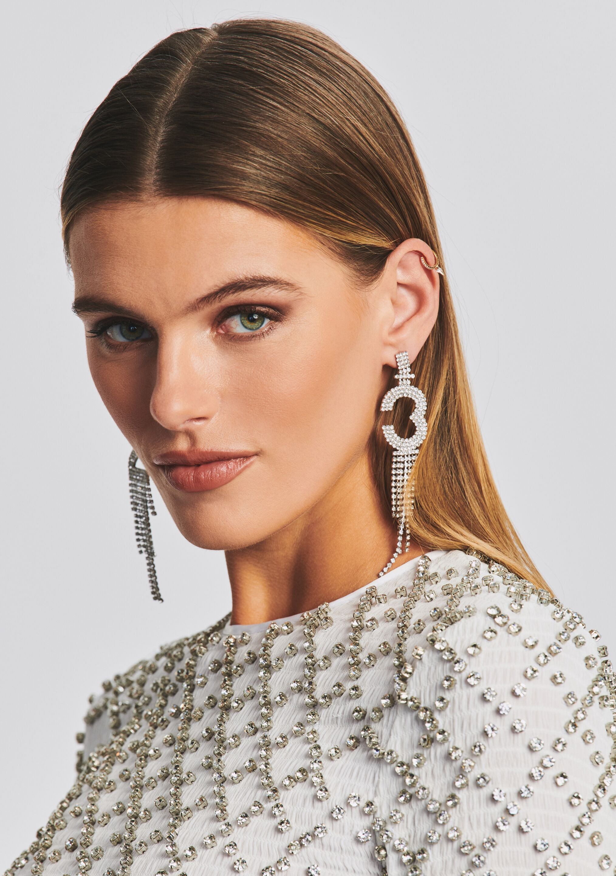 Number Rhinestone Earring-Sunny Prom