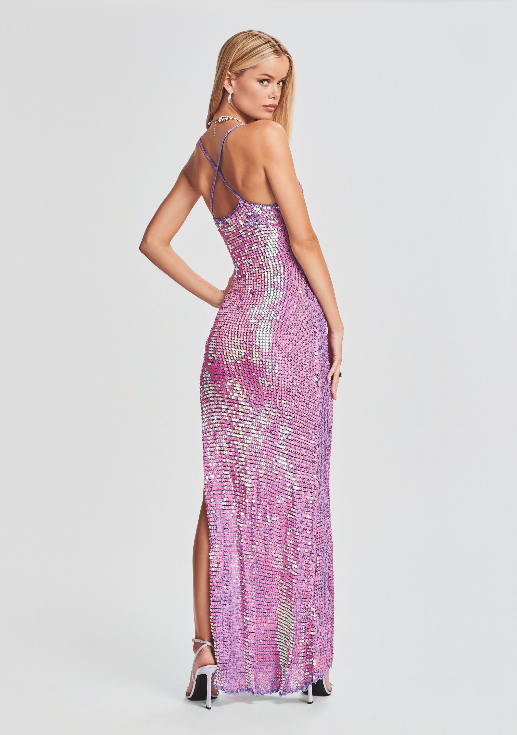 Marie Sequin Crochet Dress-Sunny Prom