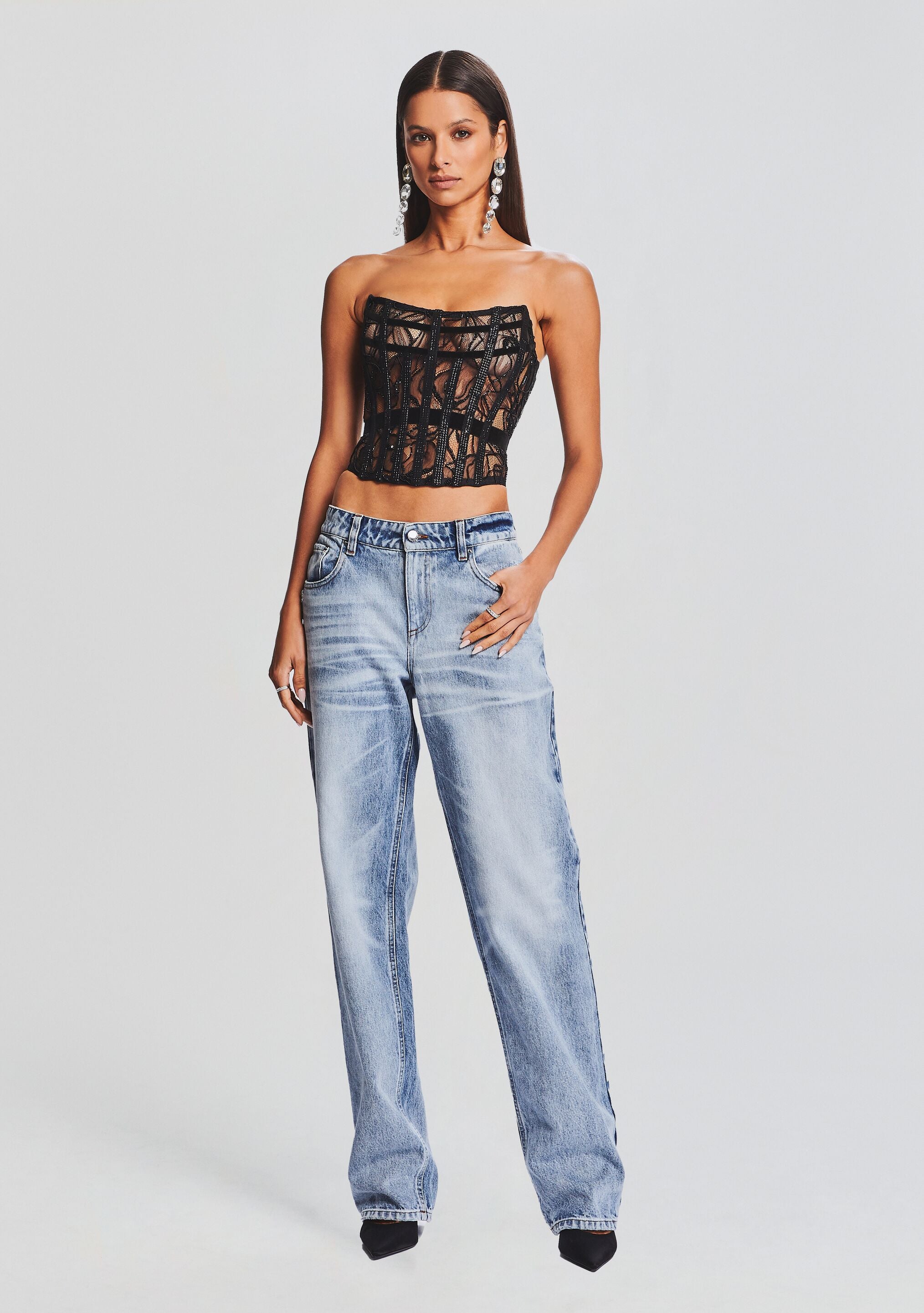 Bayley Embellished Lace Top-Sunny Prom