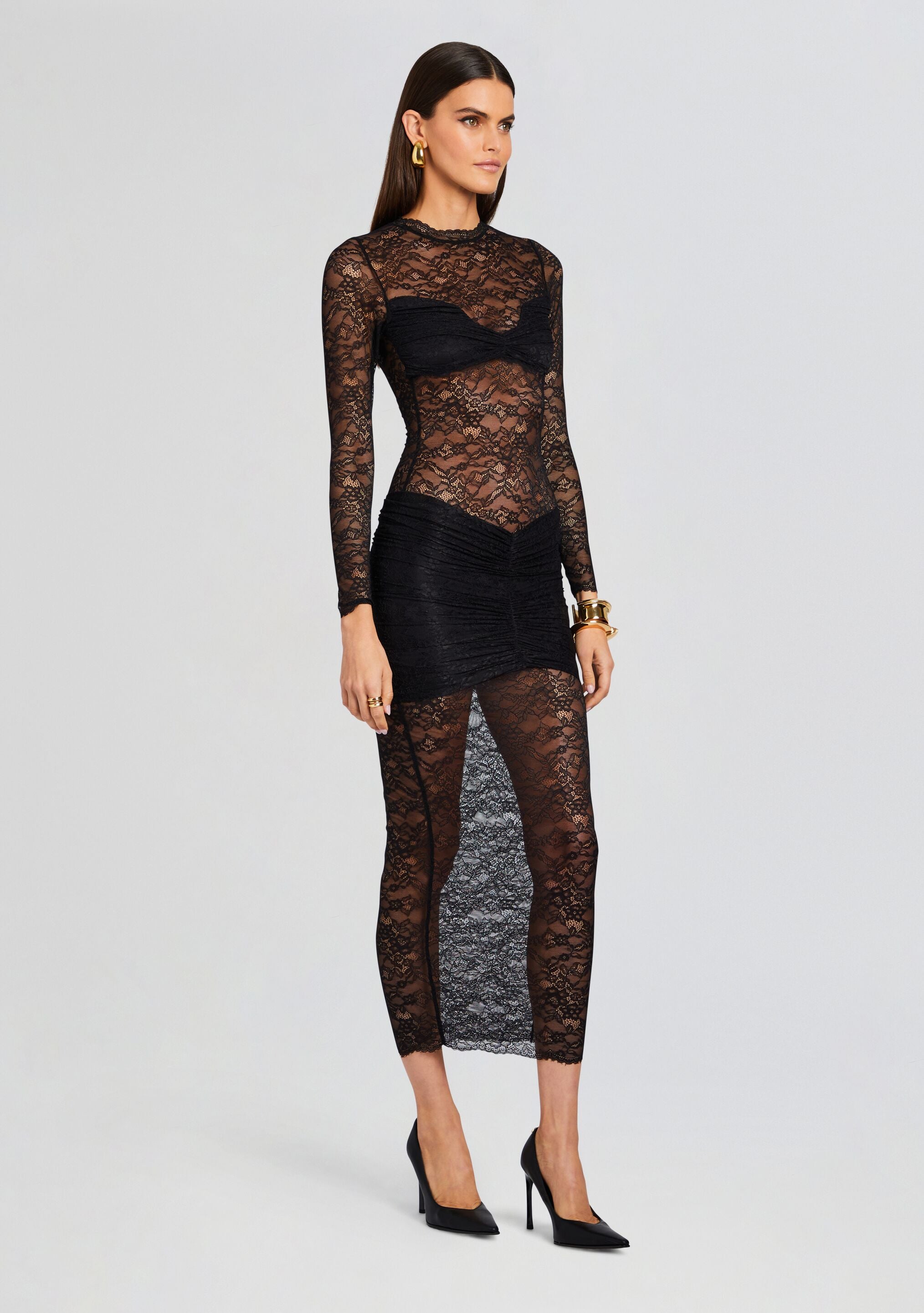 Ellie Lace Midi Dress-Sunny Prom