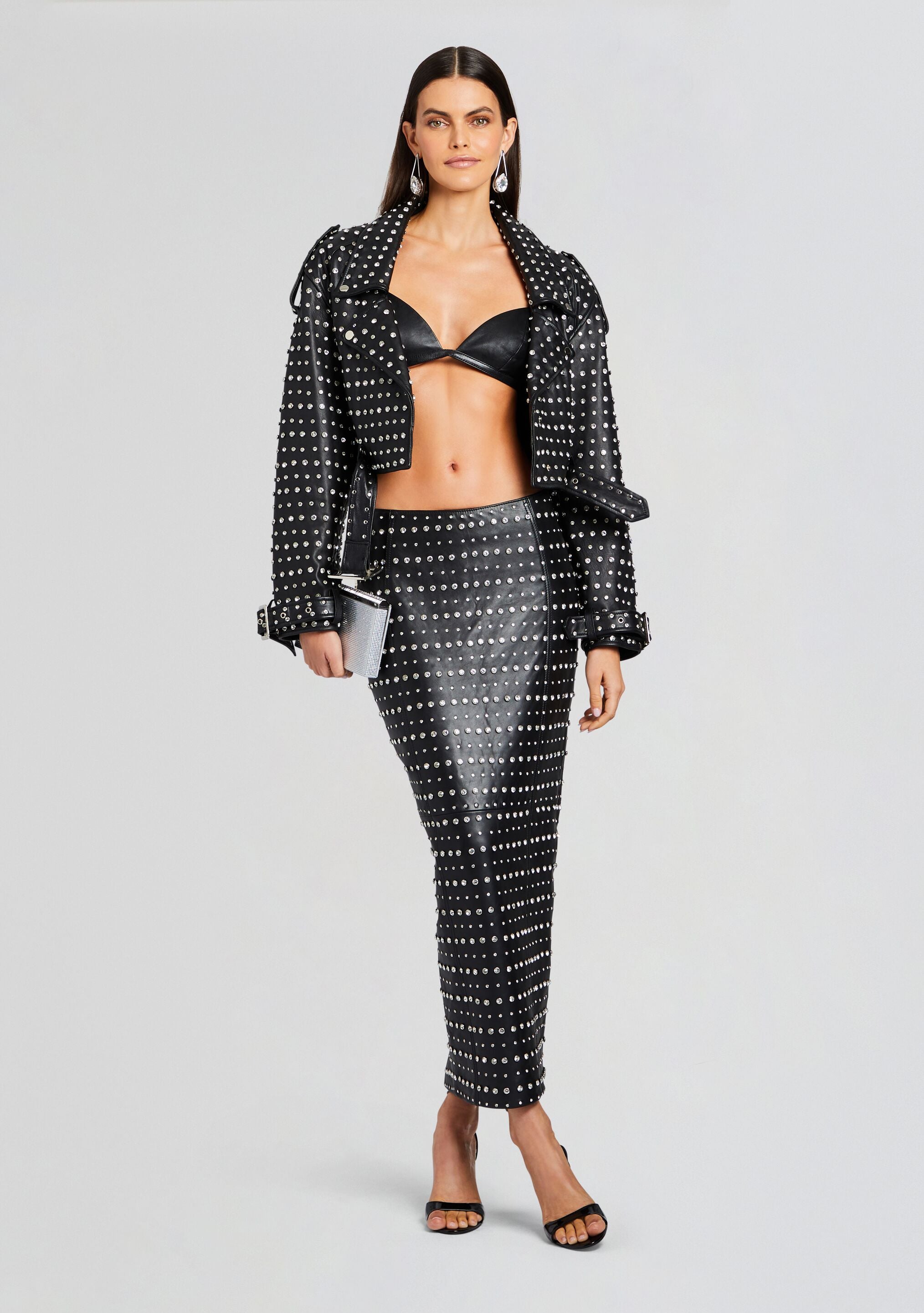 Mora Embellished Leather Jacket-Sunny Prom