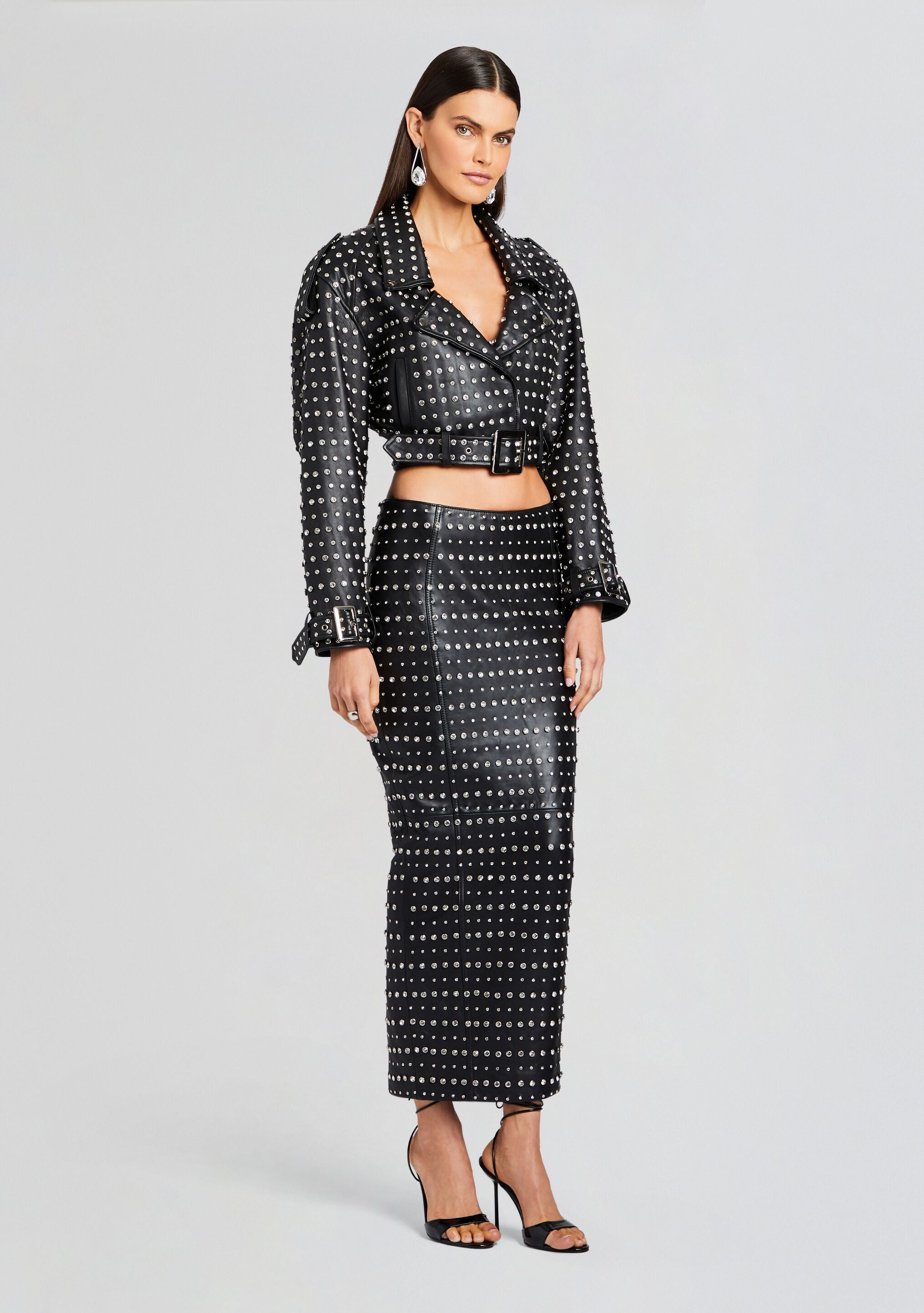 Mora Embellished Leather Jacket-Sunny Prom