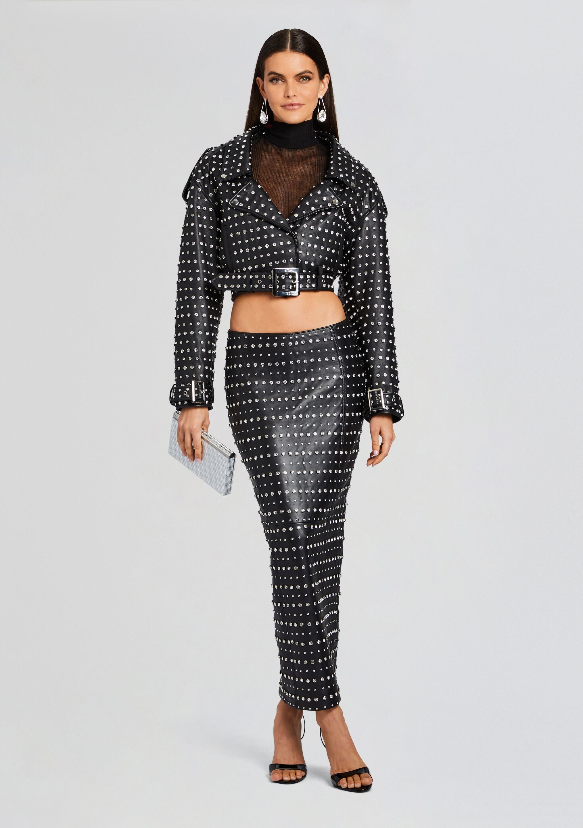 Mora Embellished Leather Jacket-Sunny Prom