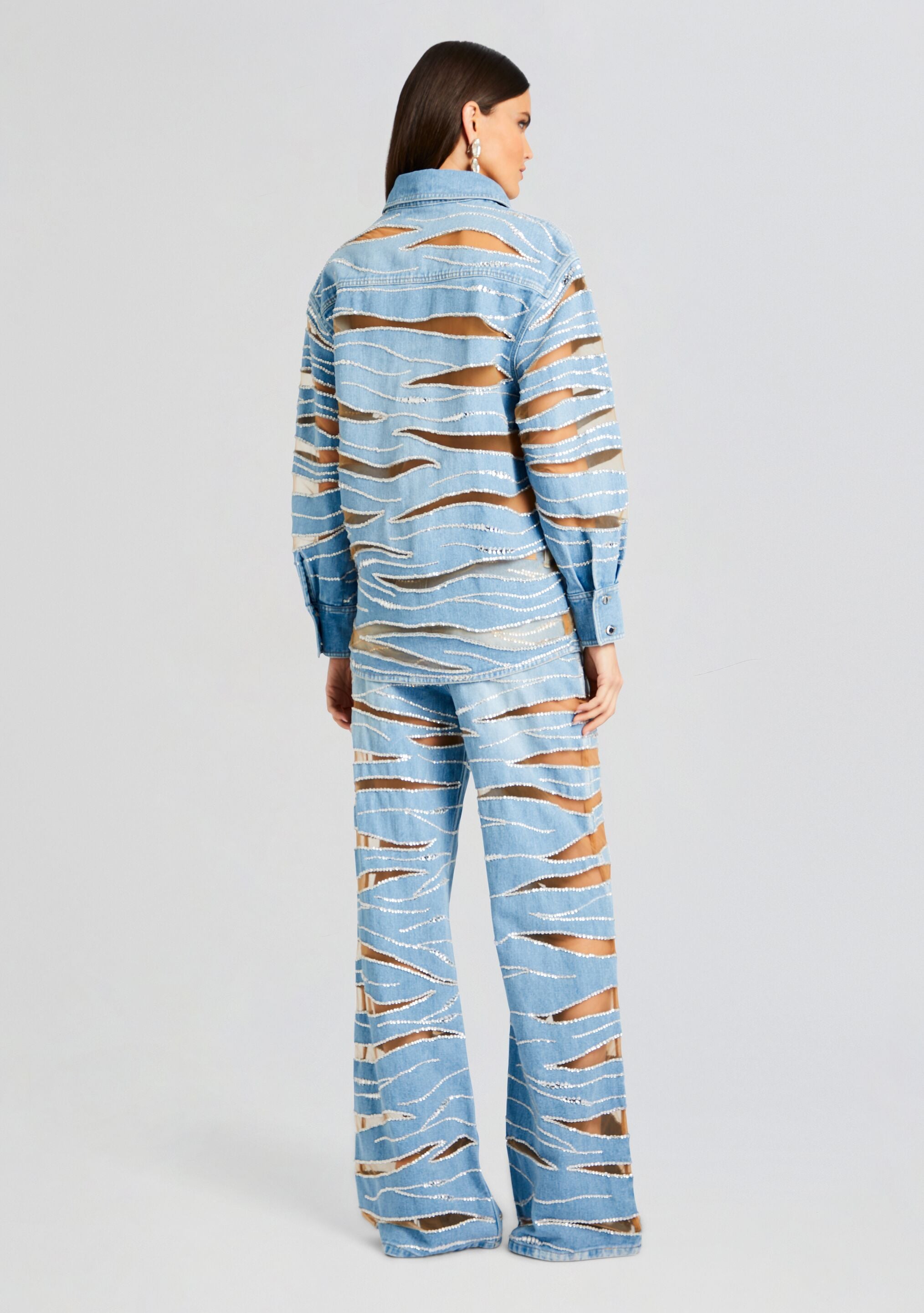 Avani Embellished Denim Shirt-Sunny Prom