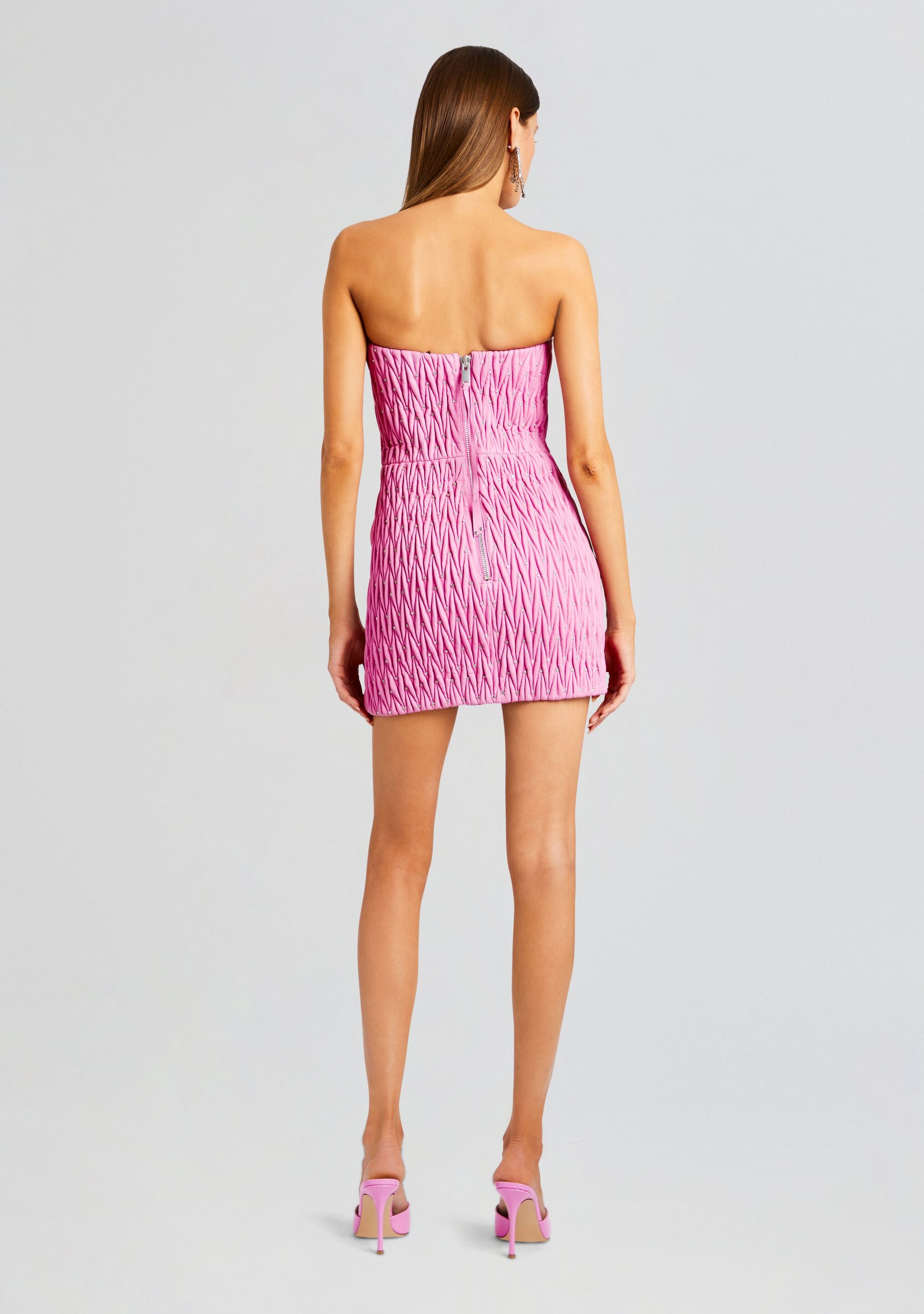 Vianne Embellished Leather Dress-Sunny Prom