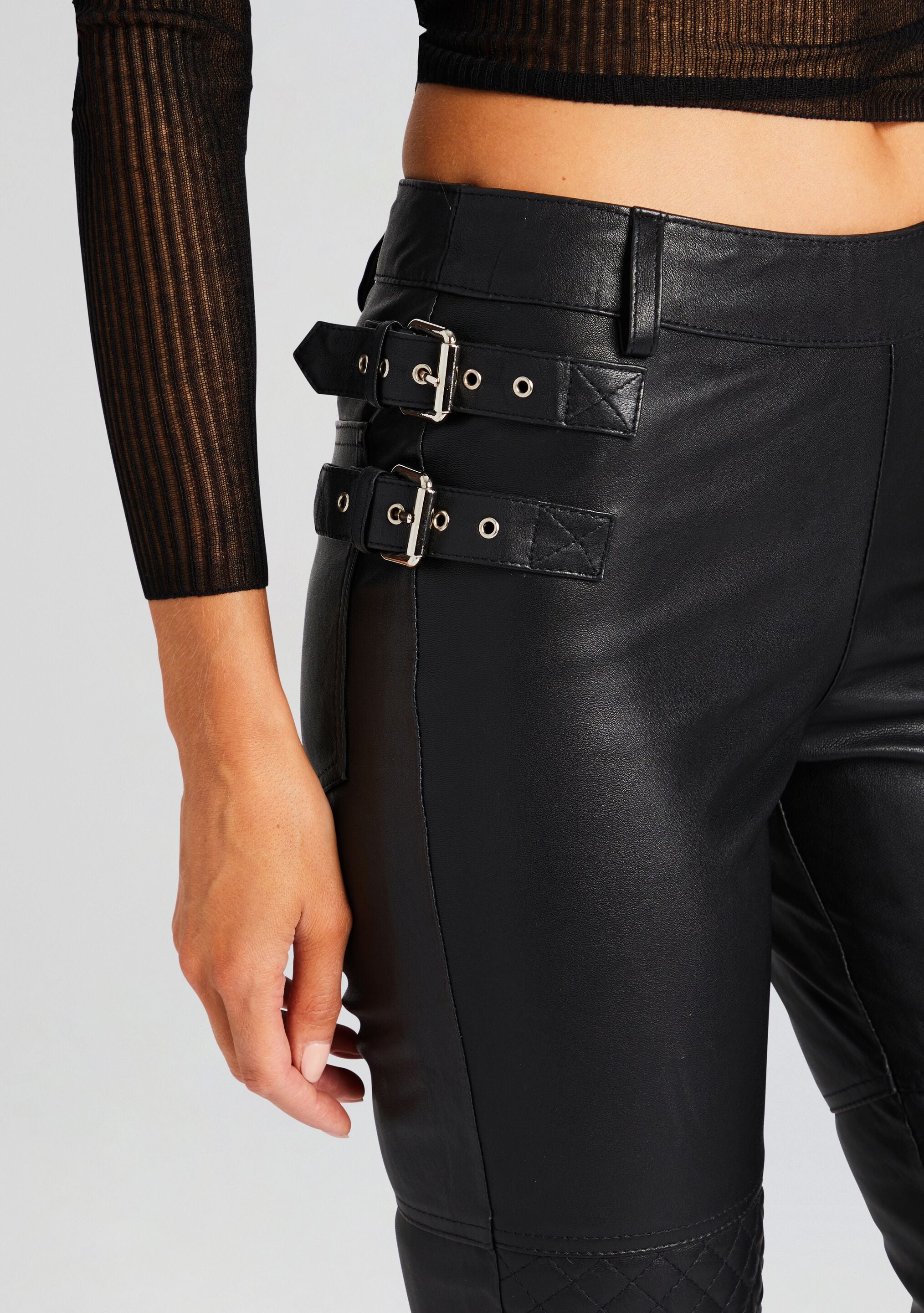 Della Leather Pant-Sunny Prom