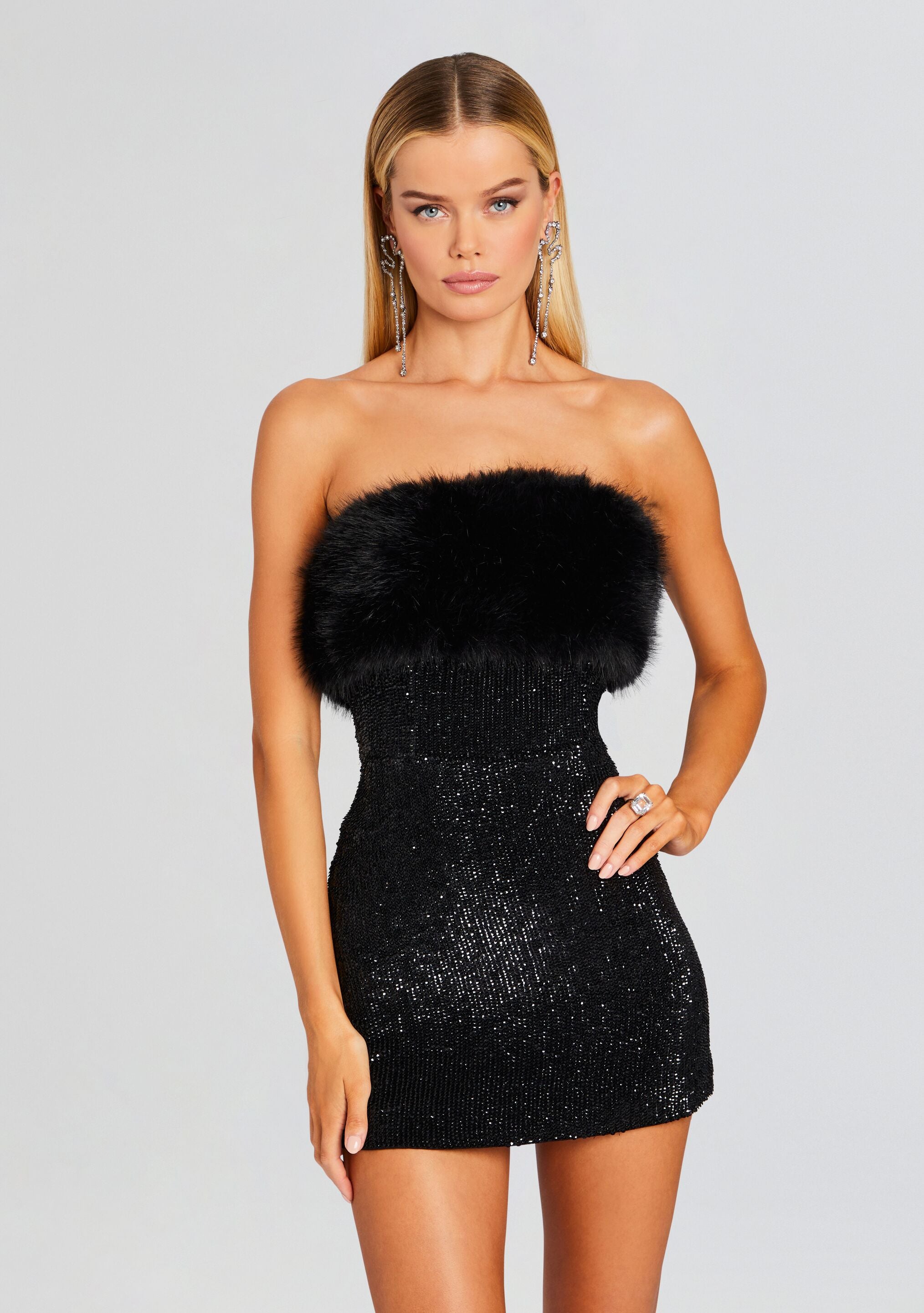 Torin Sequin Fur Dress-Sunny Prom