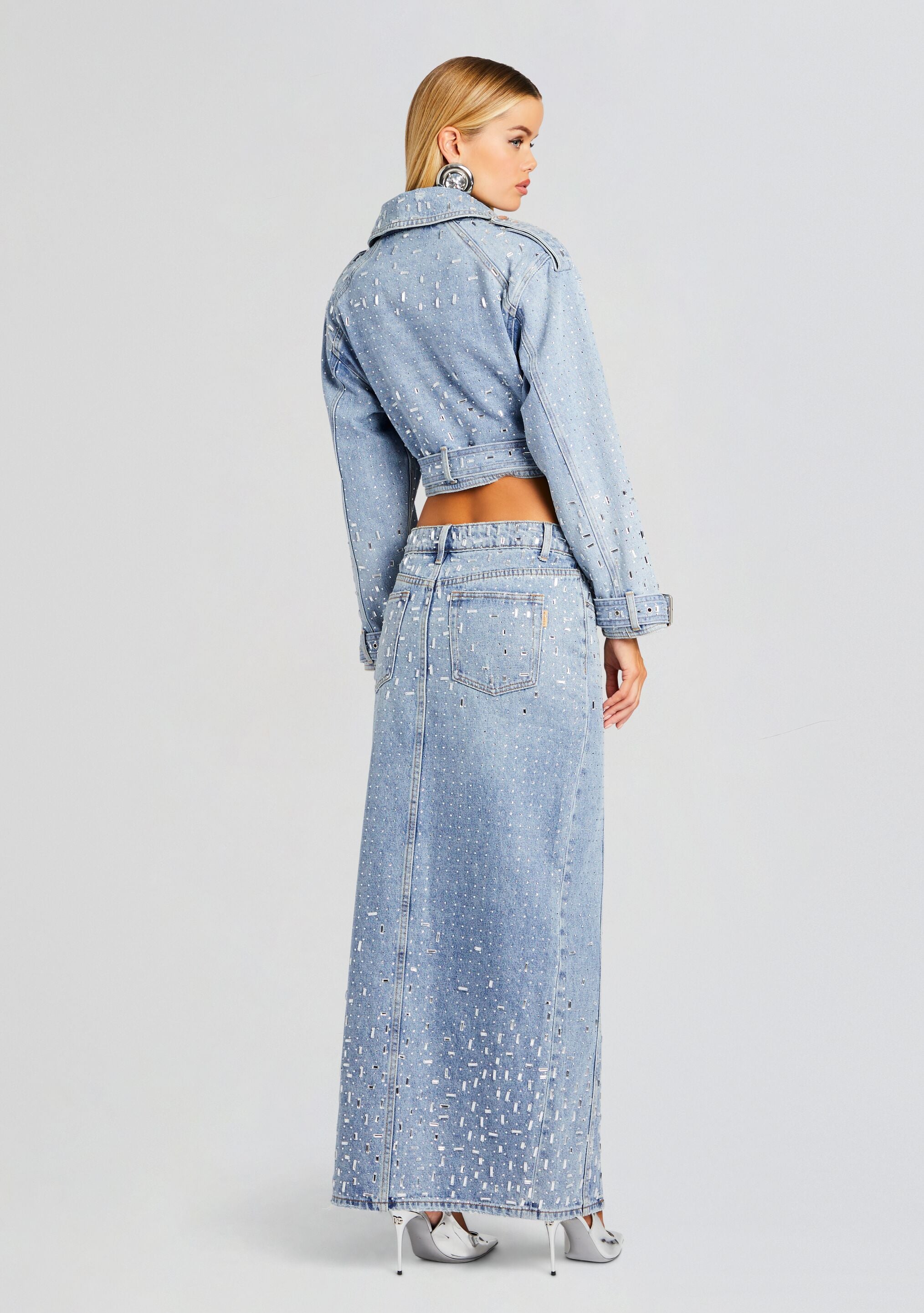 Palermo Embellished Denim Skirt-Sunny Prom