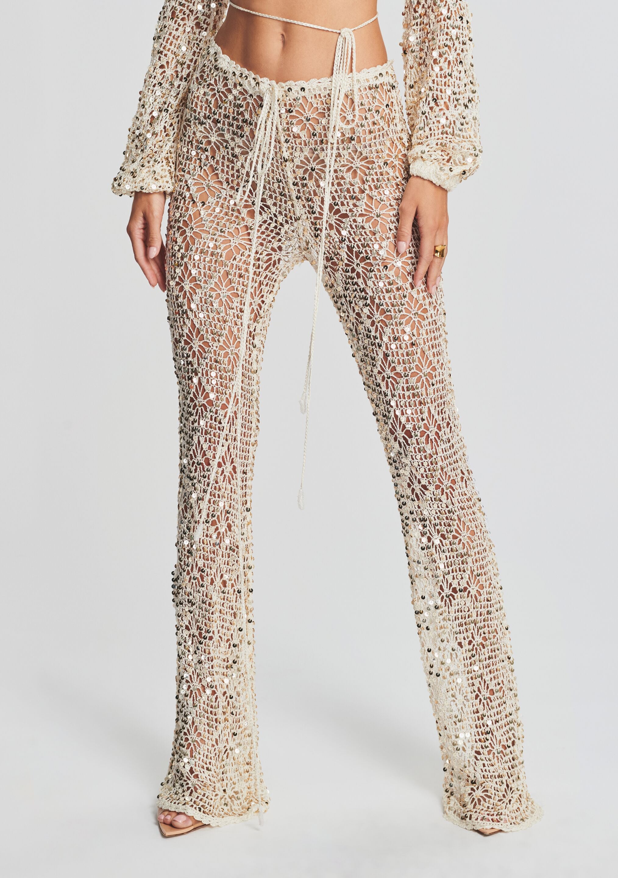 Brendi Sequin Crochet Pant-Sunny Prom