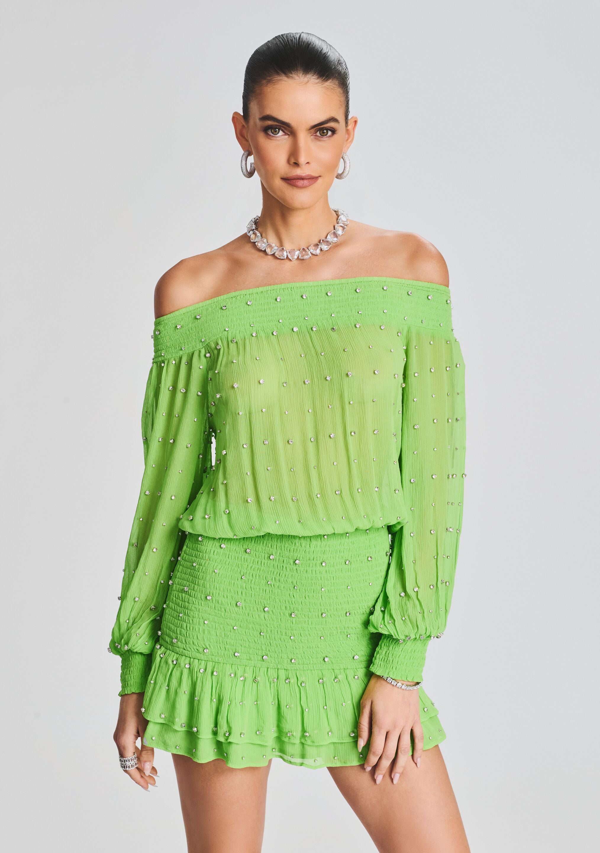 Taisha Embellished Silk Chiffon Dress-Sunny Prom