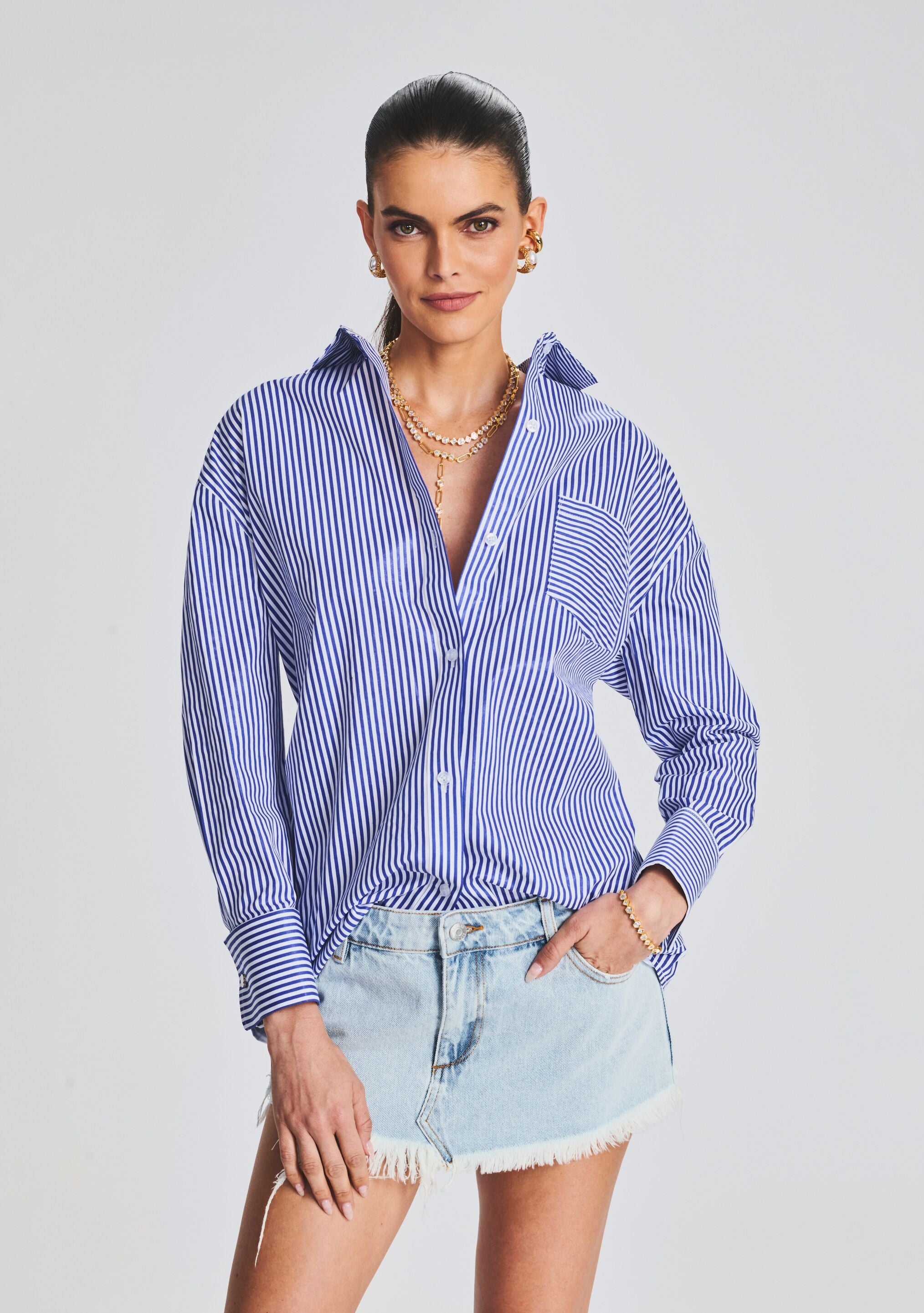 Hefley Oversized Coated Shirt Dress-Sunny Prom