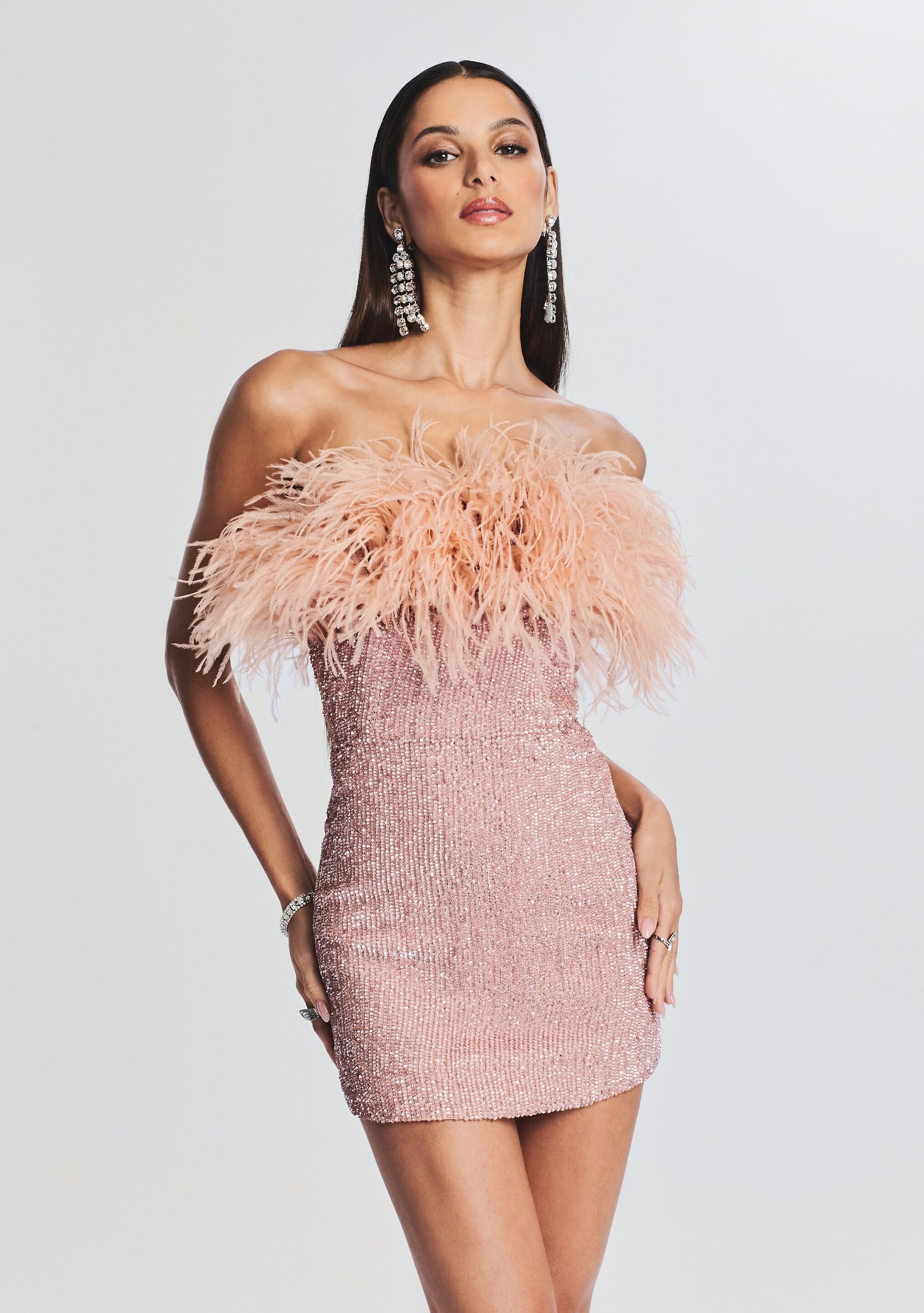 Torin Sequin Feather Dress-Sunny Prom