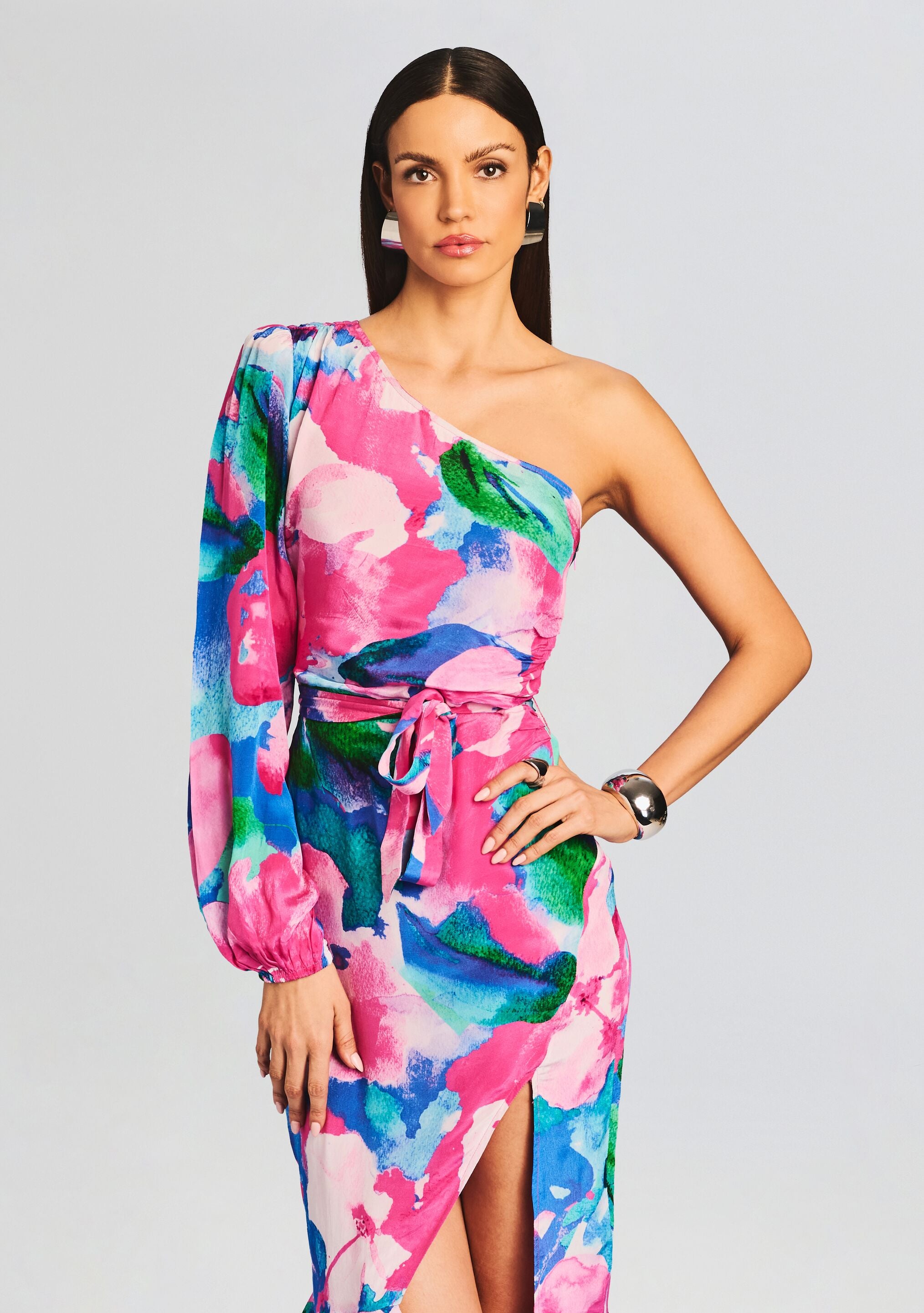 Vesa One Shoulder Midi Dress-Sunny Prom