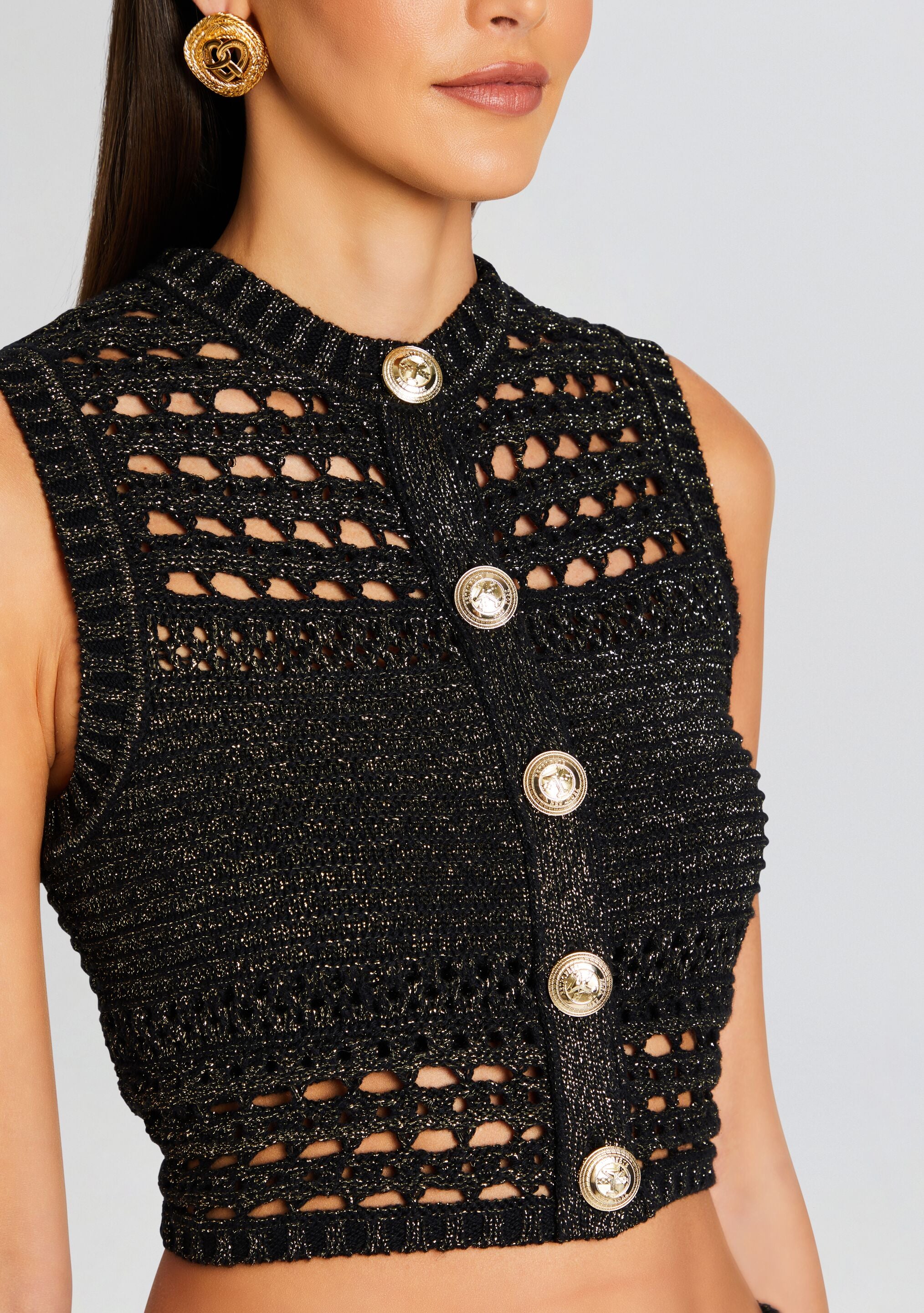 Delma Knit Crochet Top-Sunny Prom