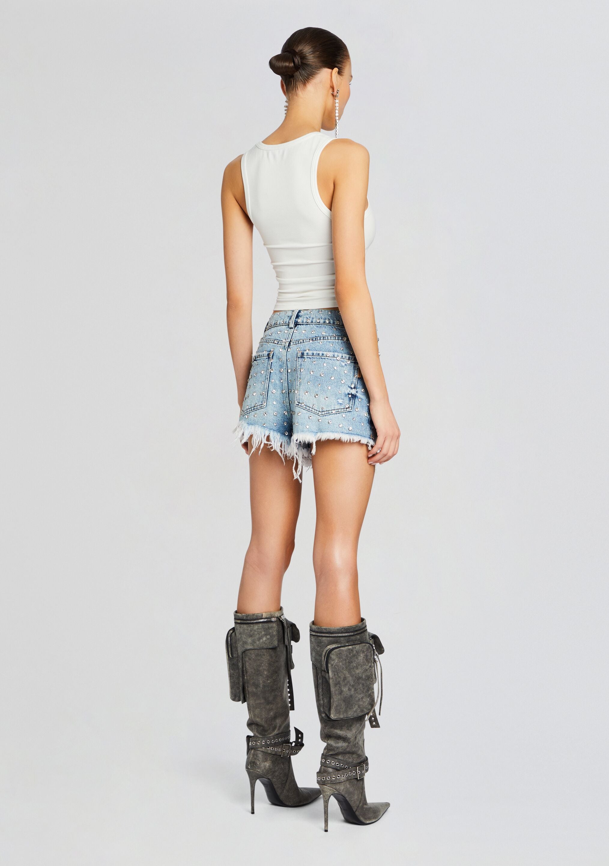 Angel Embellished Denim Short-Sunny Prom