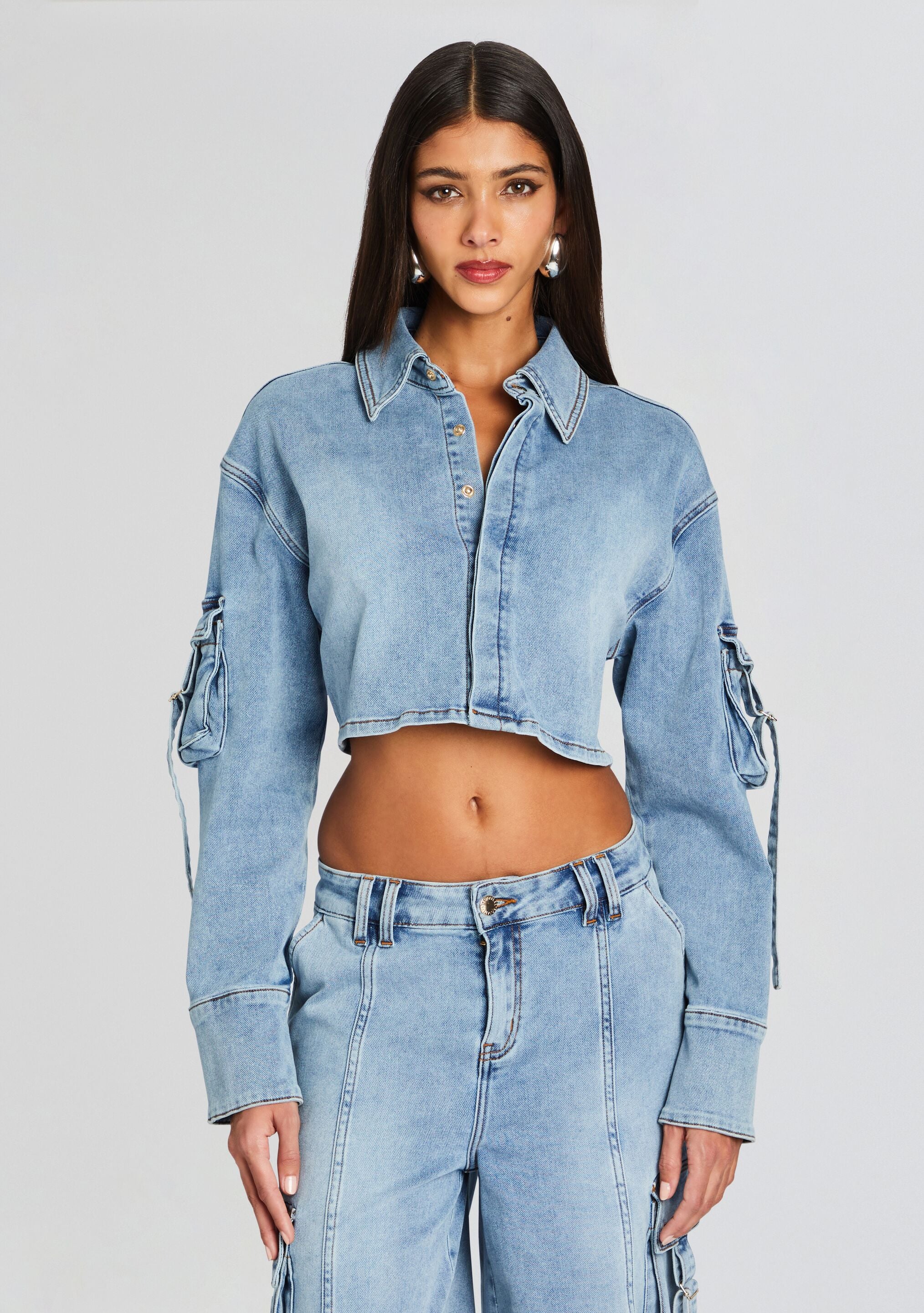 Blu Cargo Denim Top-Sunny Prom