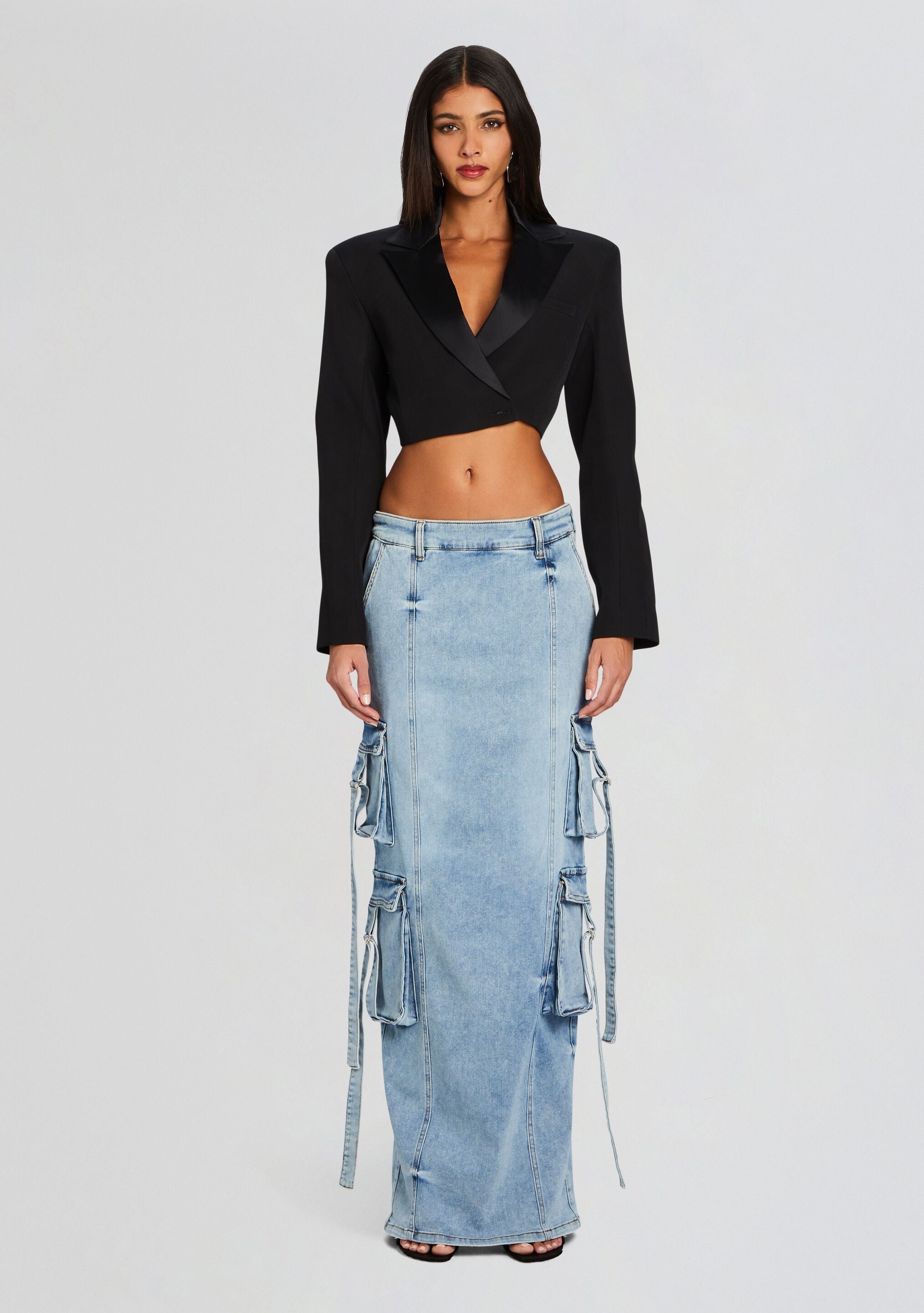 Cerise Cargo Denim Skirt-Sunny Prom