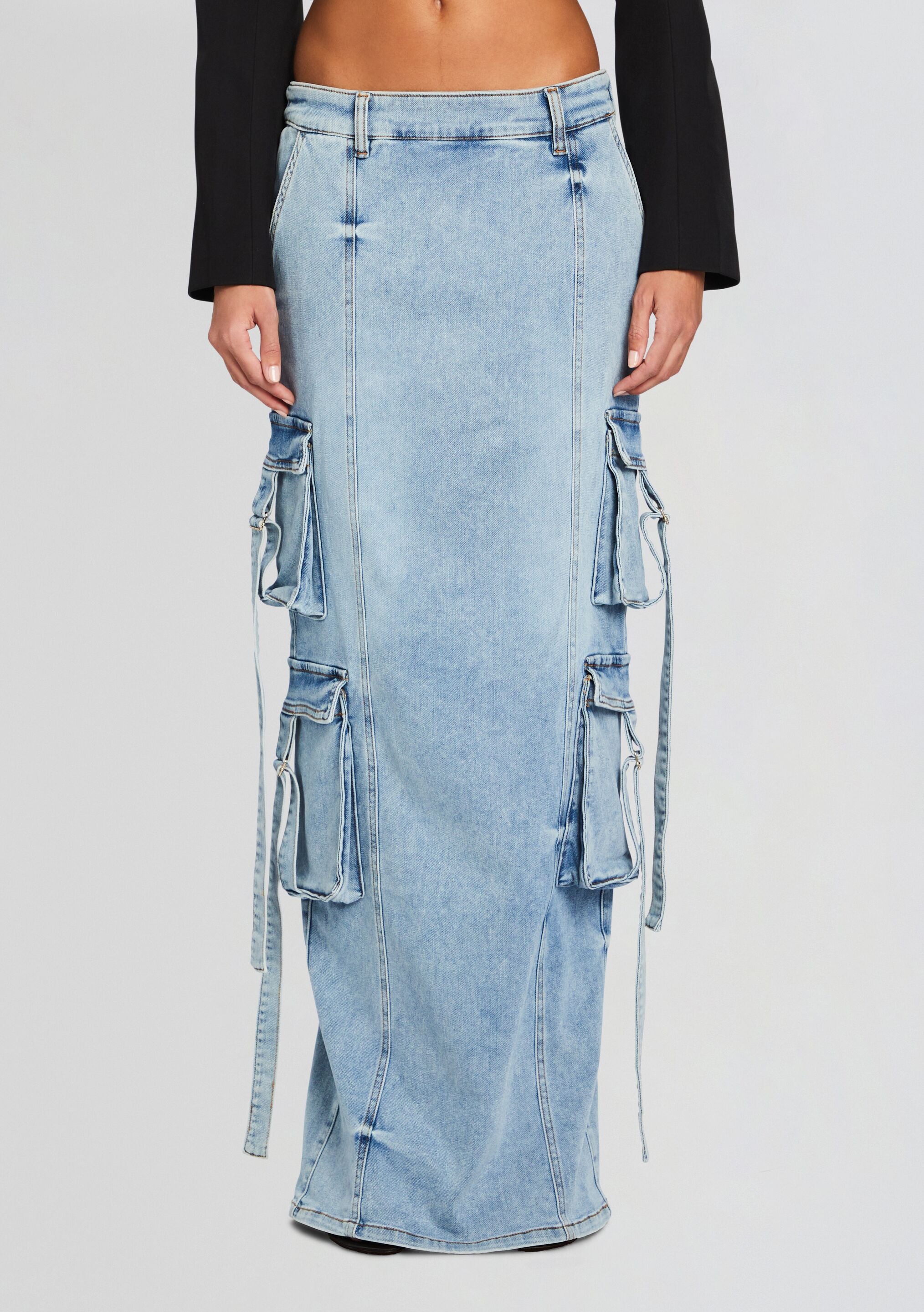 Cerise Cargo Denim Skirt-Sunny Prom