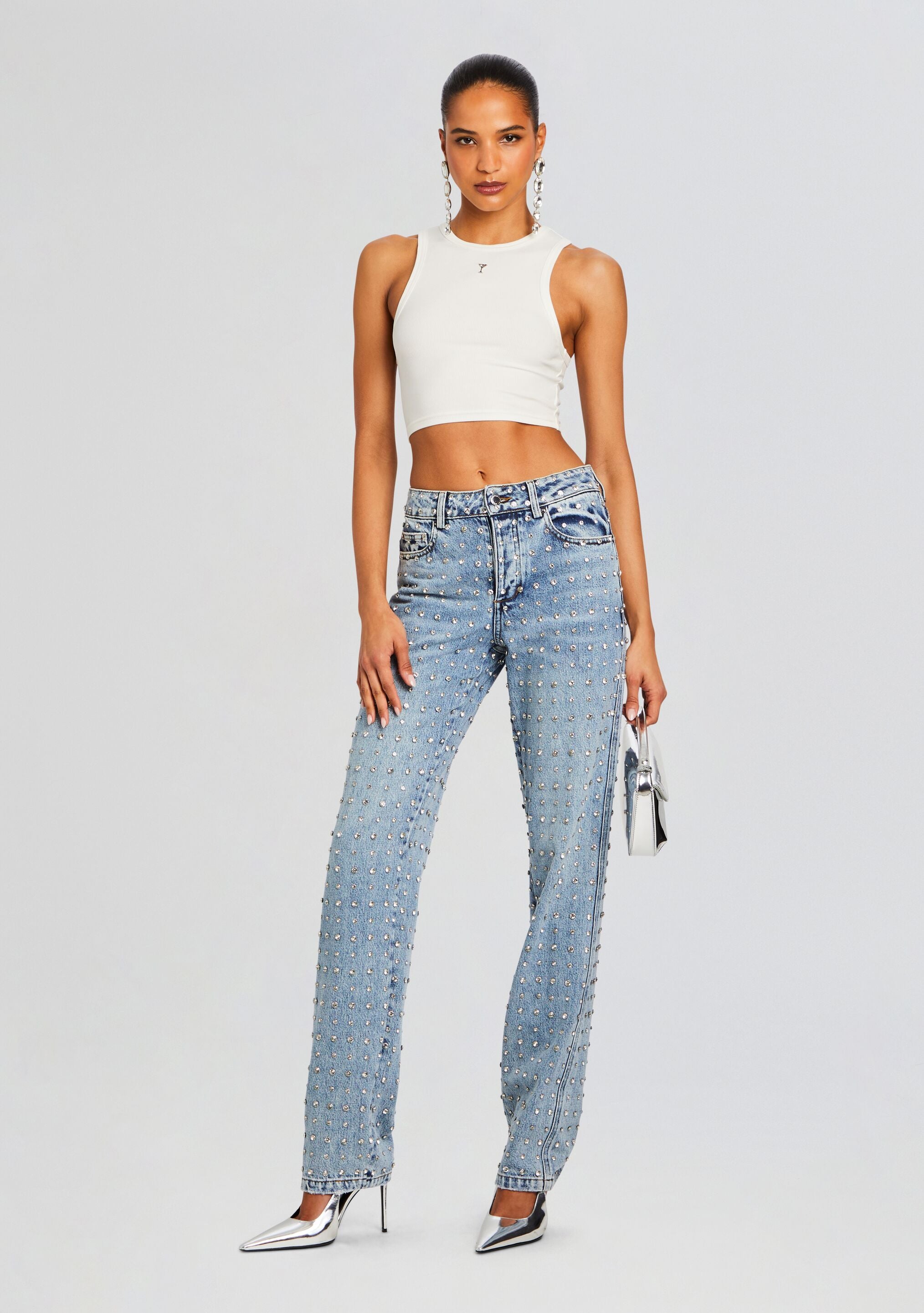 Vero Embellished Denim Pant-Sunny Prom