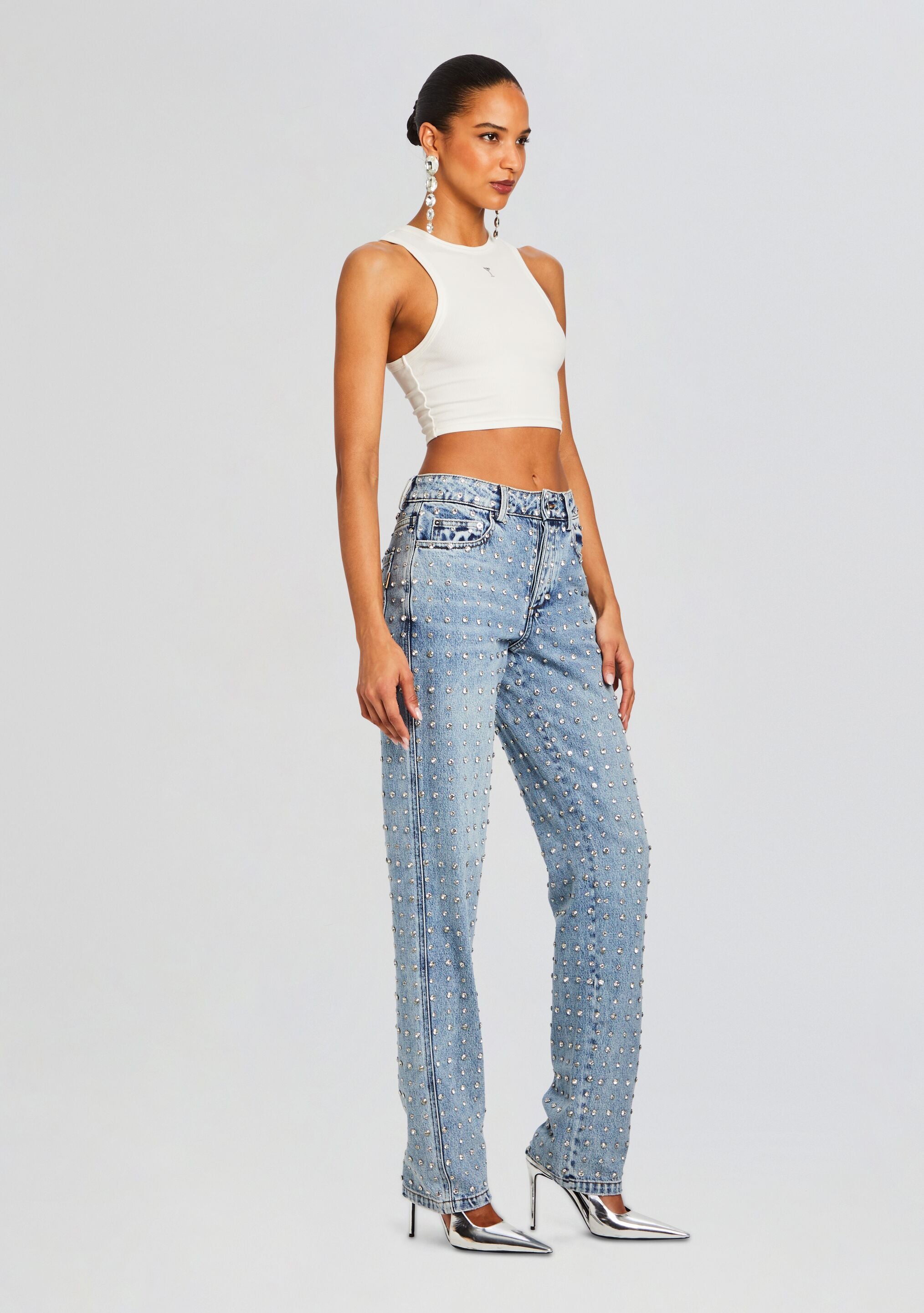 Vero Embellished Denim Pant-Sunny Prom