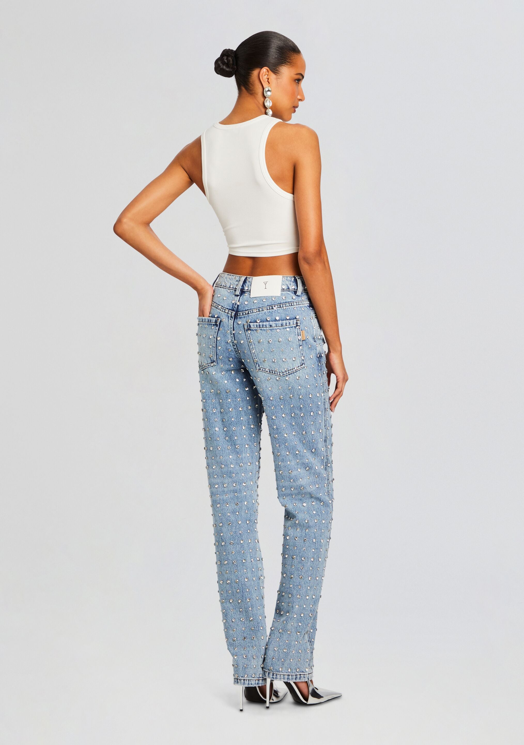 Vero Embellished Denim Pant-Sunny Prom