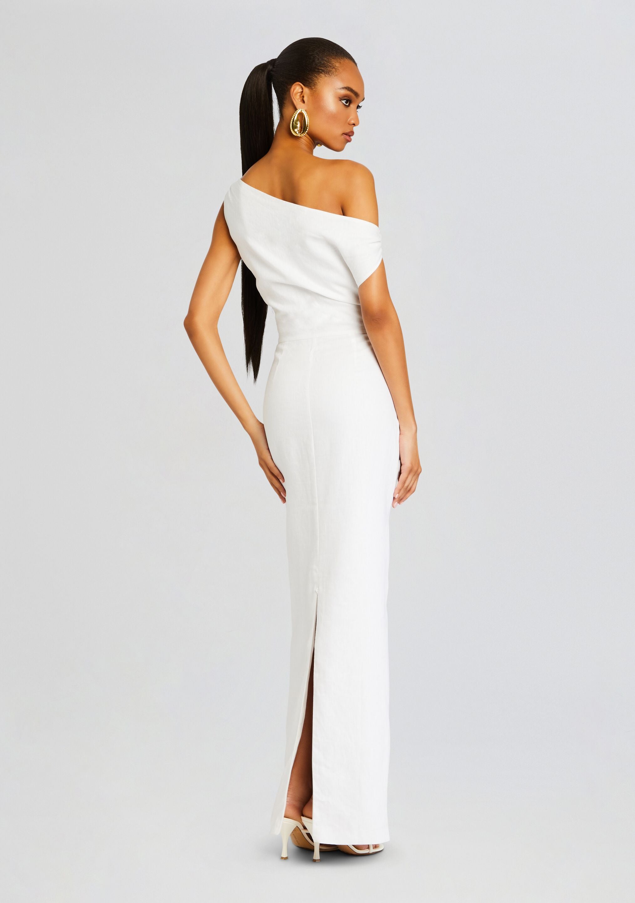 Linen Off The Shoulder Maxi-Sunny Prom