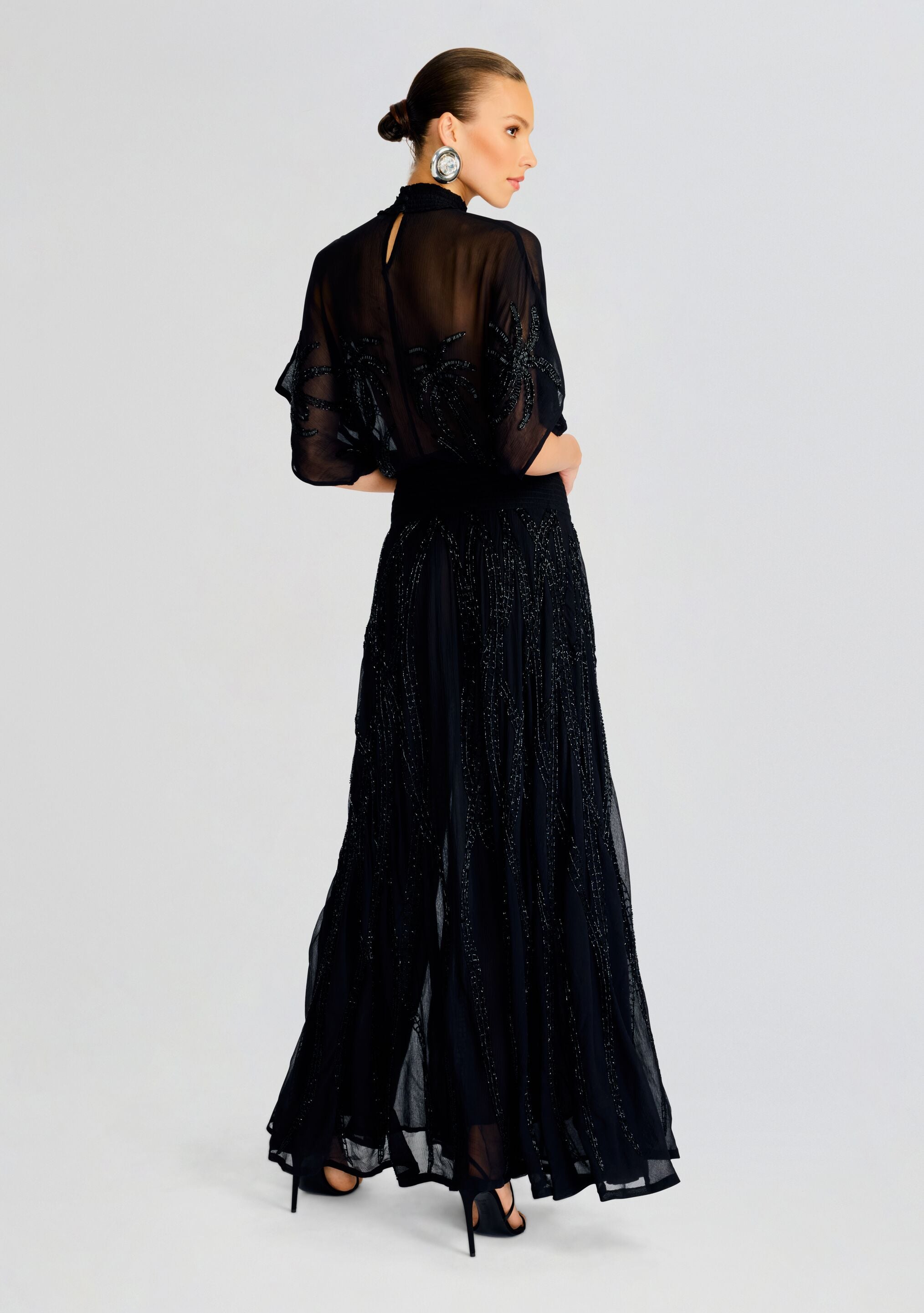 Nalina Embellished Silk Chiffon Dress-Sunny Prom