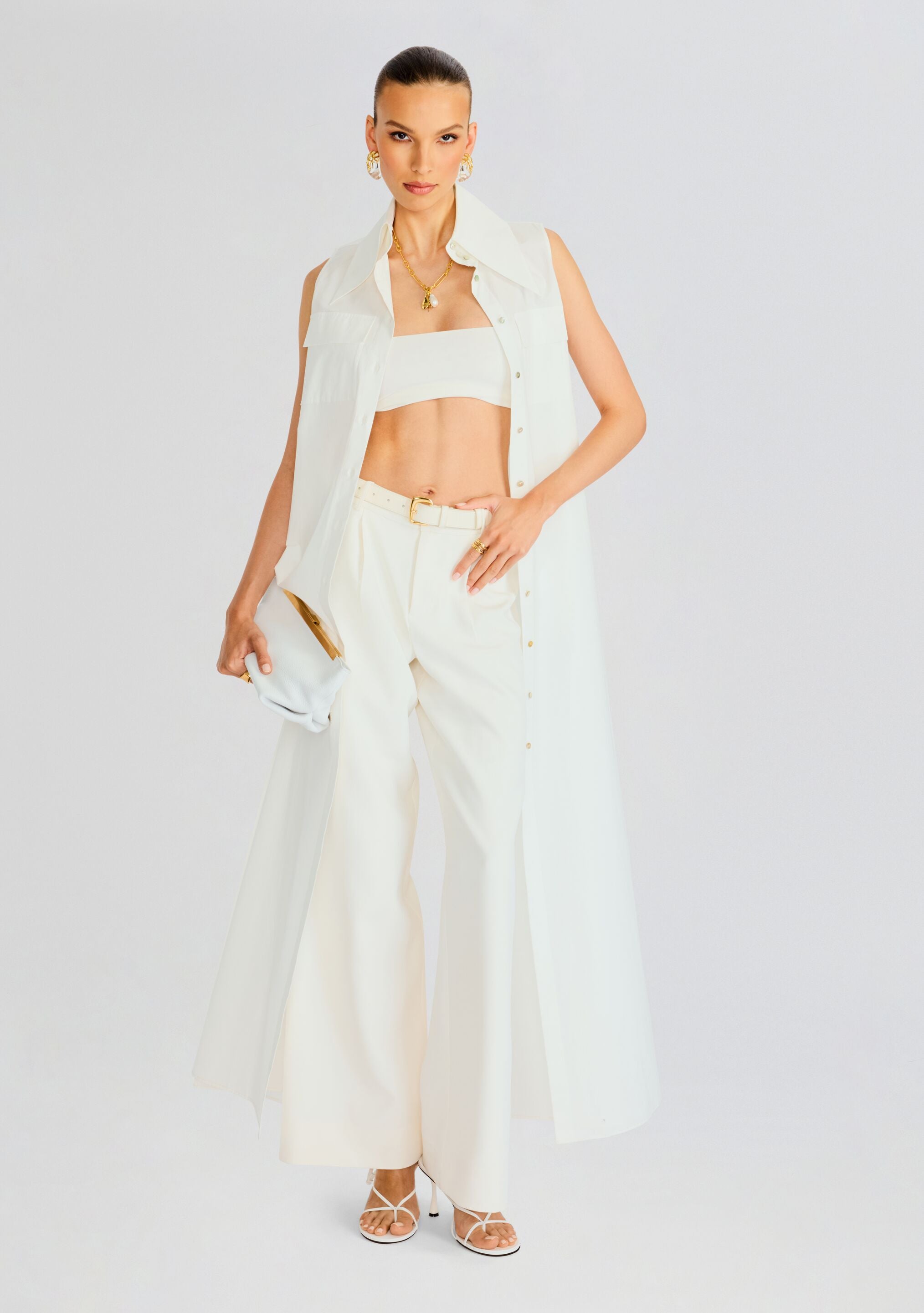 Sleeveless Floor Length Shirt Dress-Sunny Prom