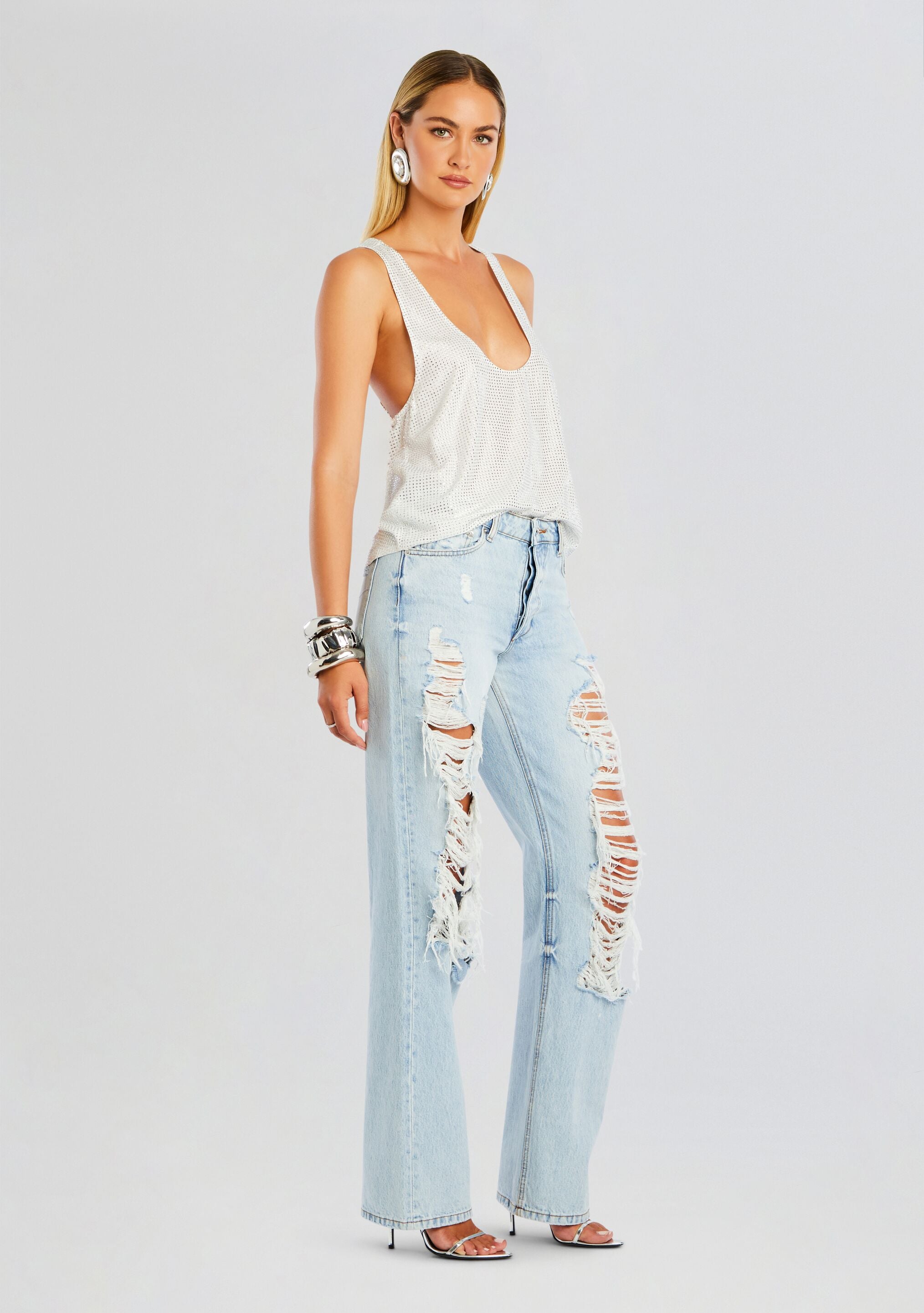 Sunny Mid Rise Distressed Boyfriend Jean-Sunny Prom