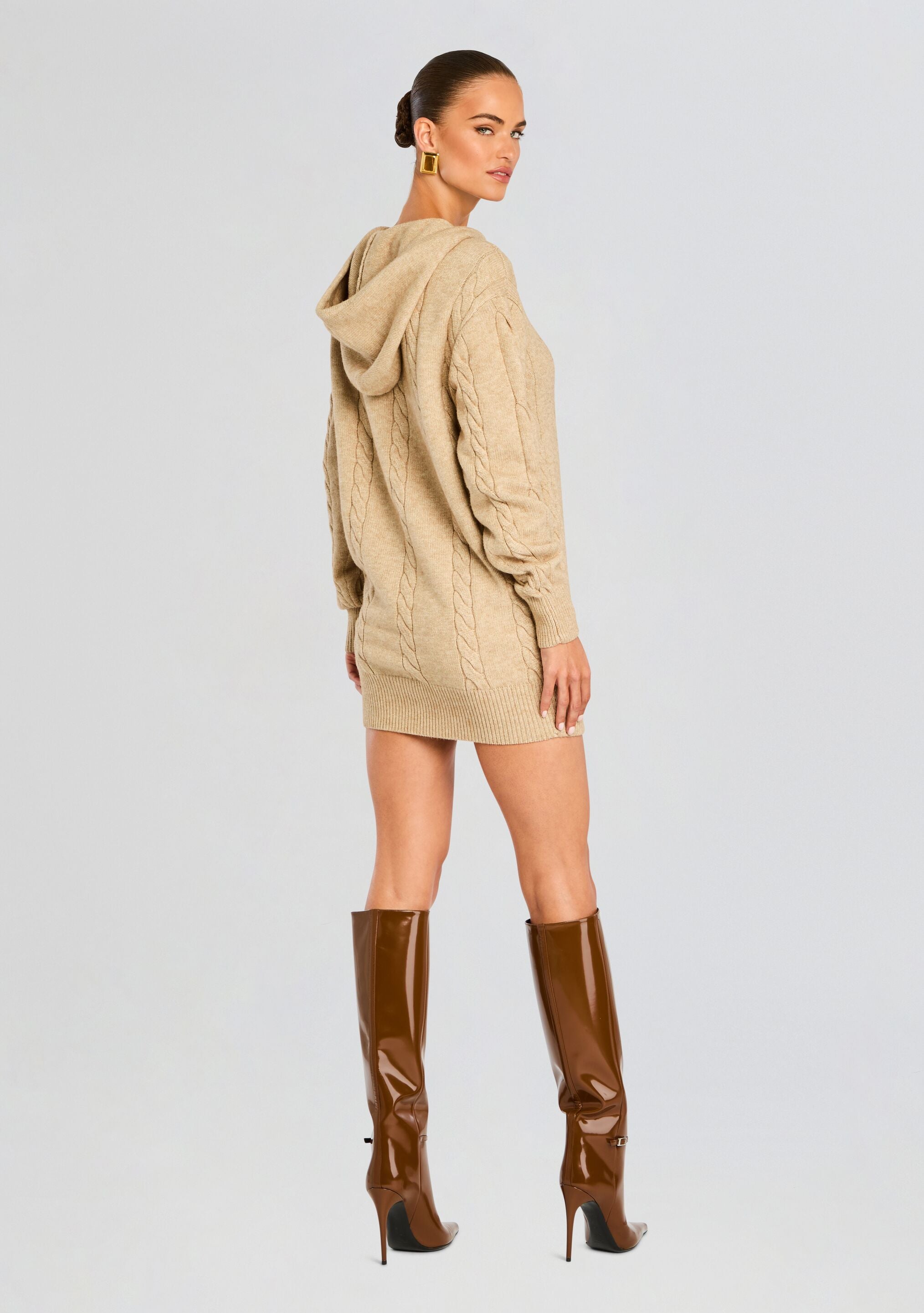 Cab Cable Knit Hoodie Dress-Sunny Prom