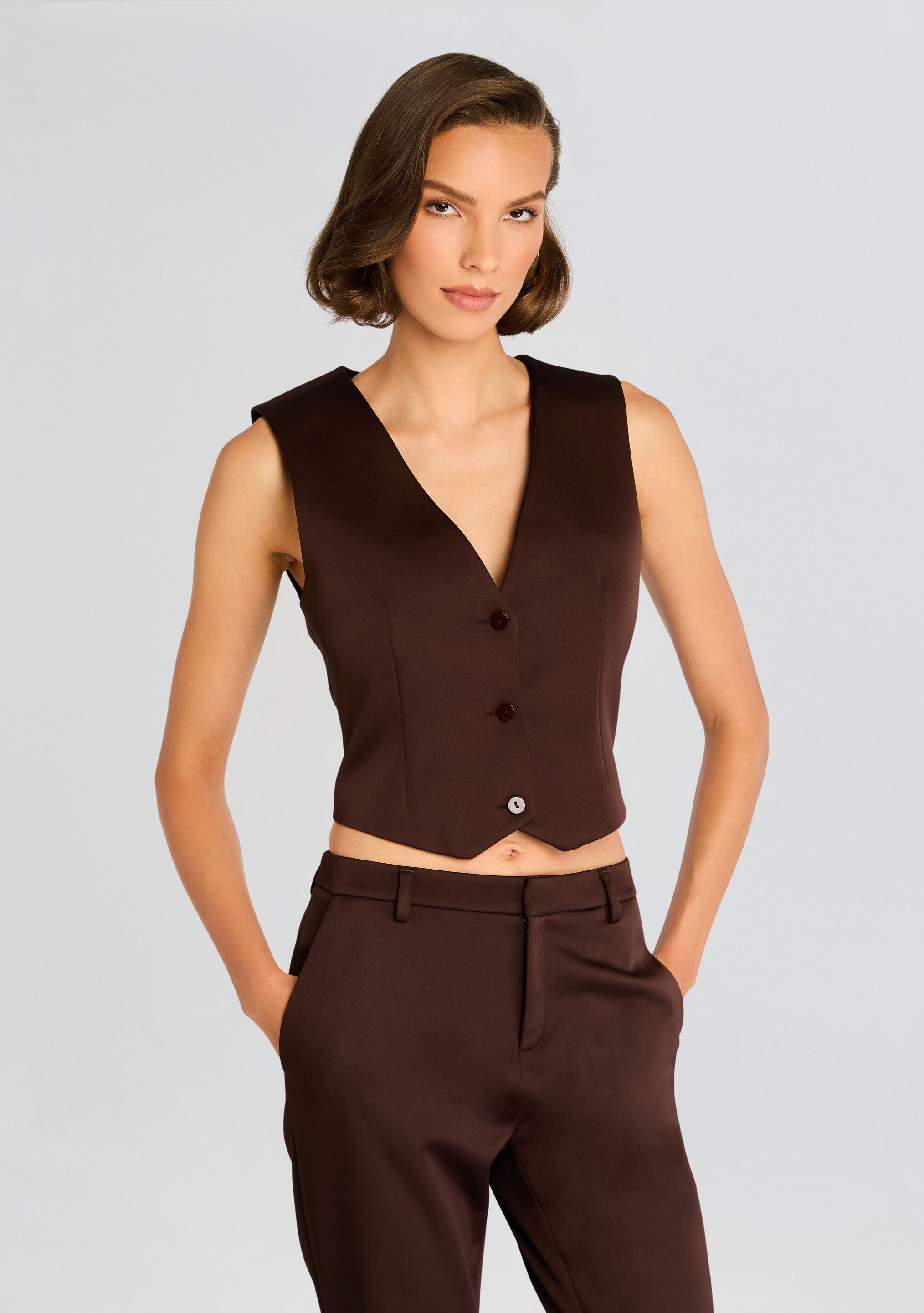 Edwina Heavy Satin Vest-Sunny Prom