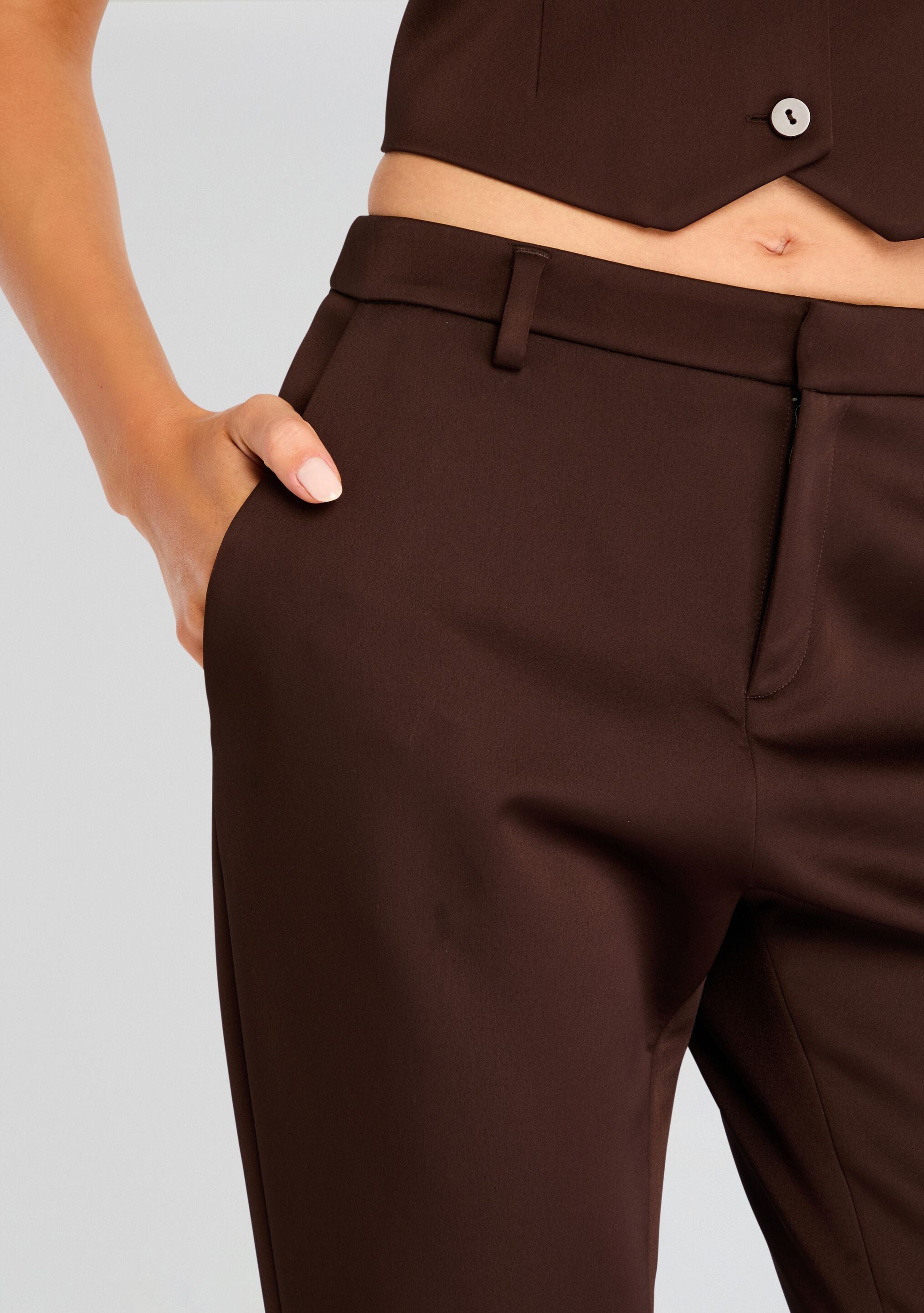 Elvira Heavy Satin Slim Flare Trouser-Sunny Prom