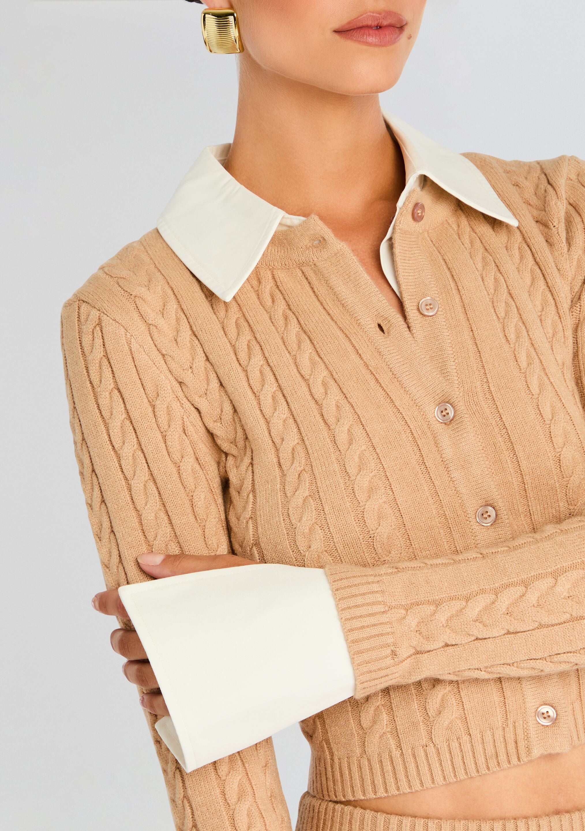 Eloise Cable Knit Cardigan-Sunny Prom