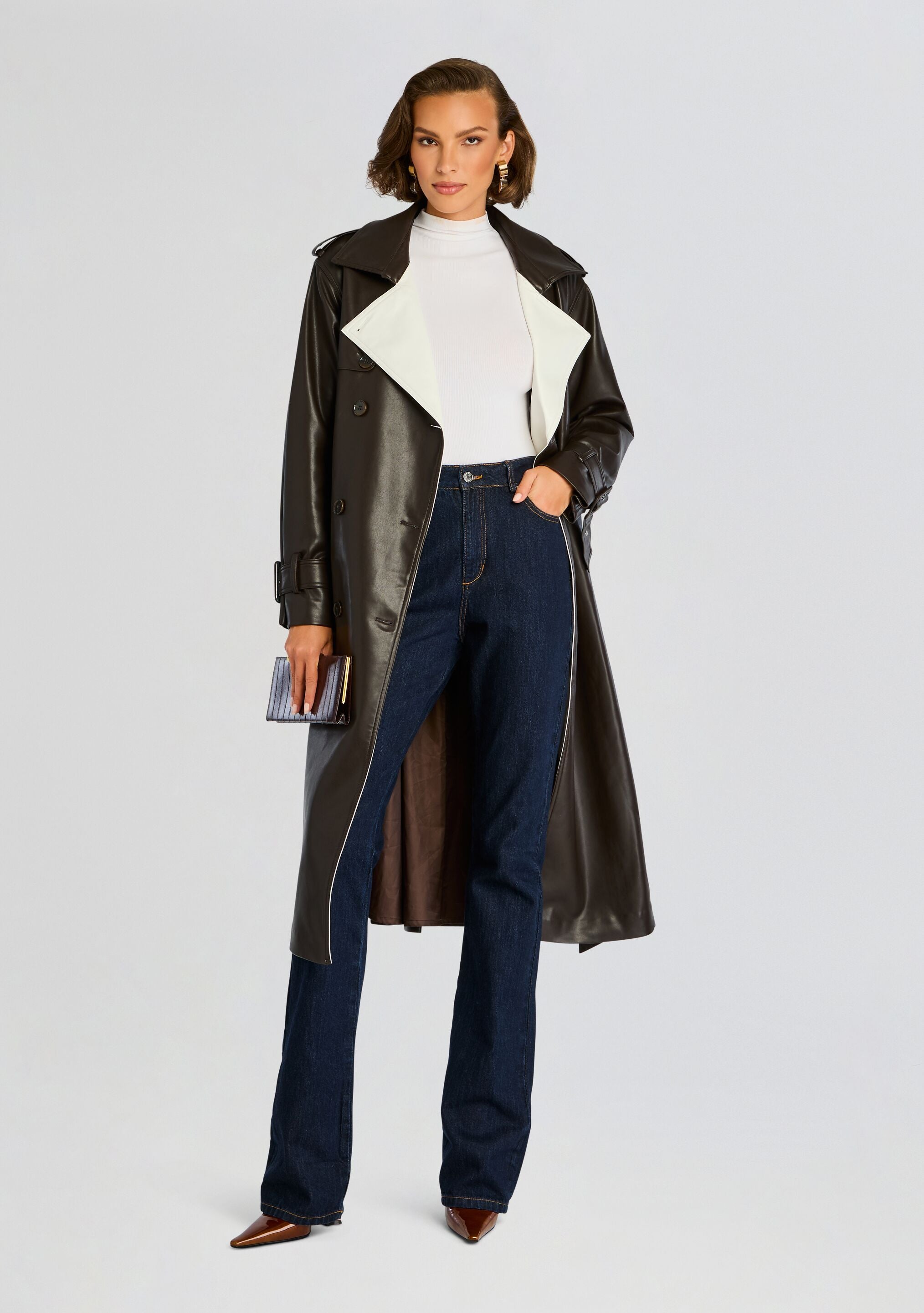 Estelle Vegan Leather Trench Coat-Sunny Prom