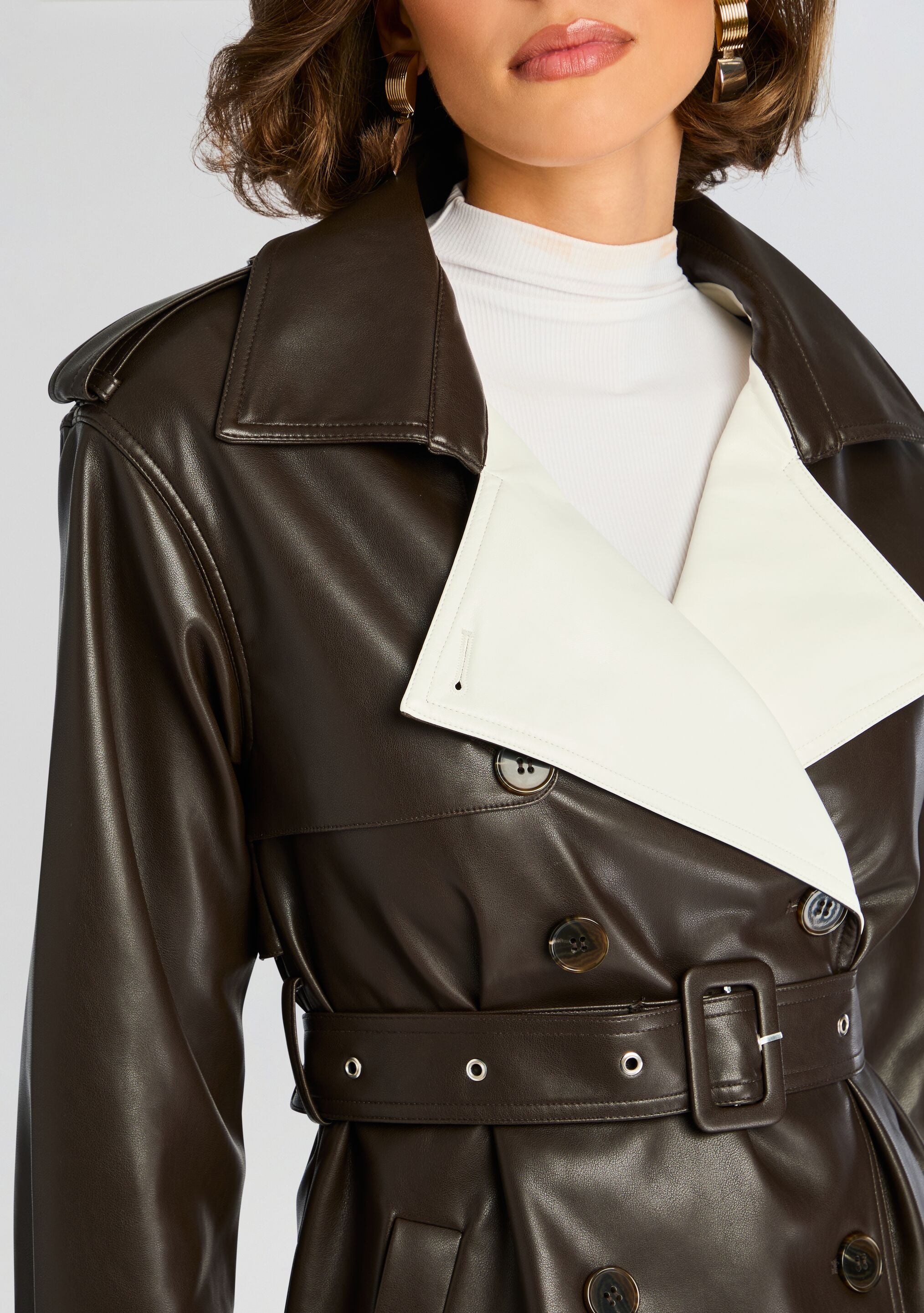 Estelle Vegan Leather Trench Coat-Sunny Prom