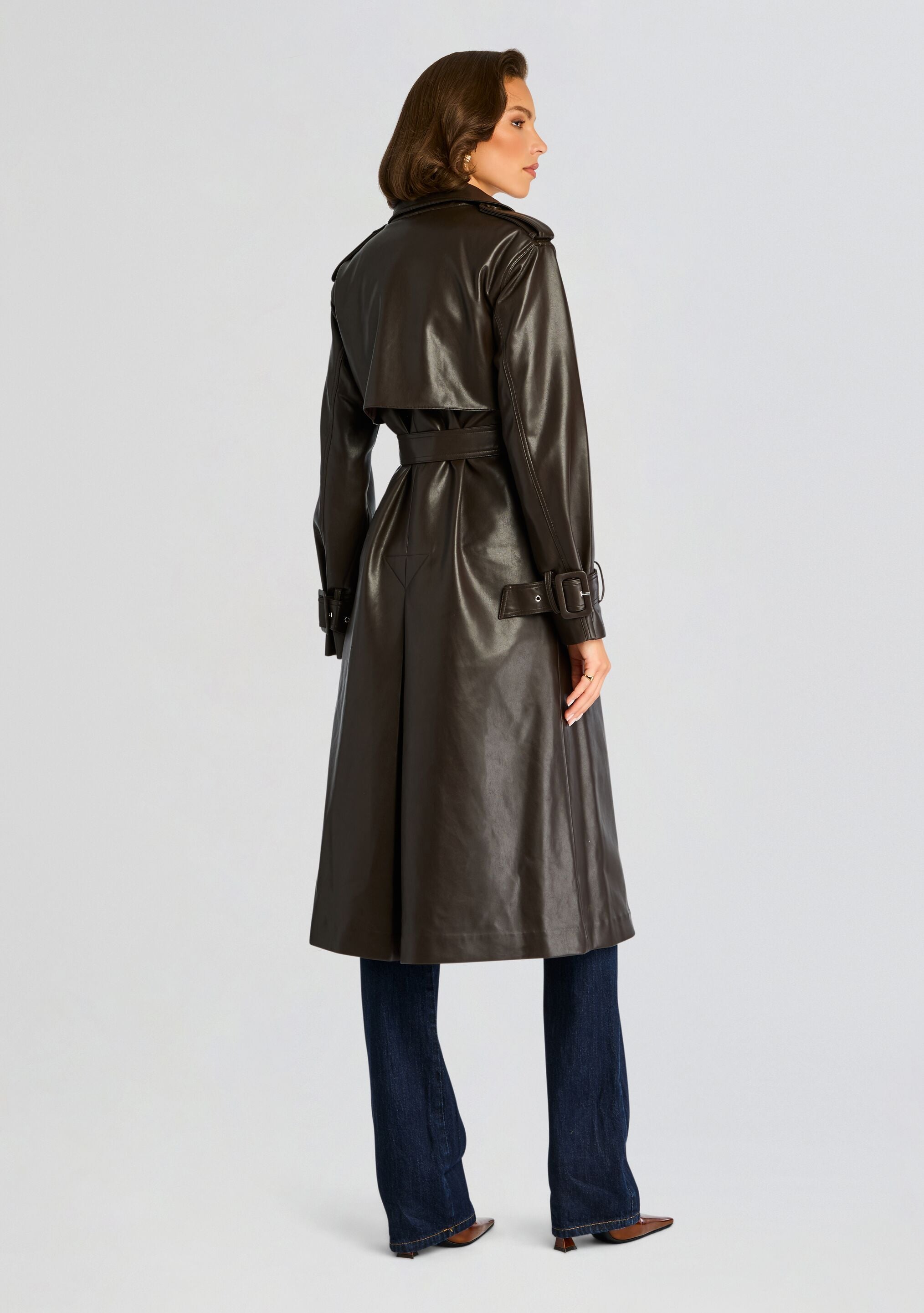 Estelle Vegan Leather Trench Coat-Sunny Prom