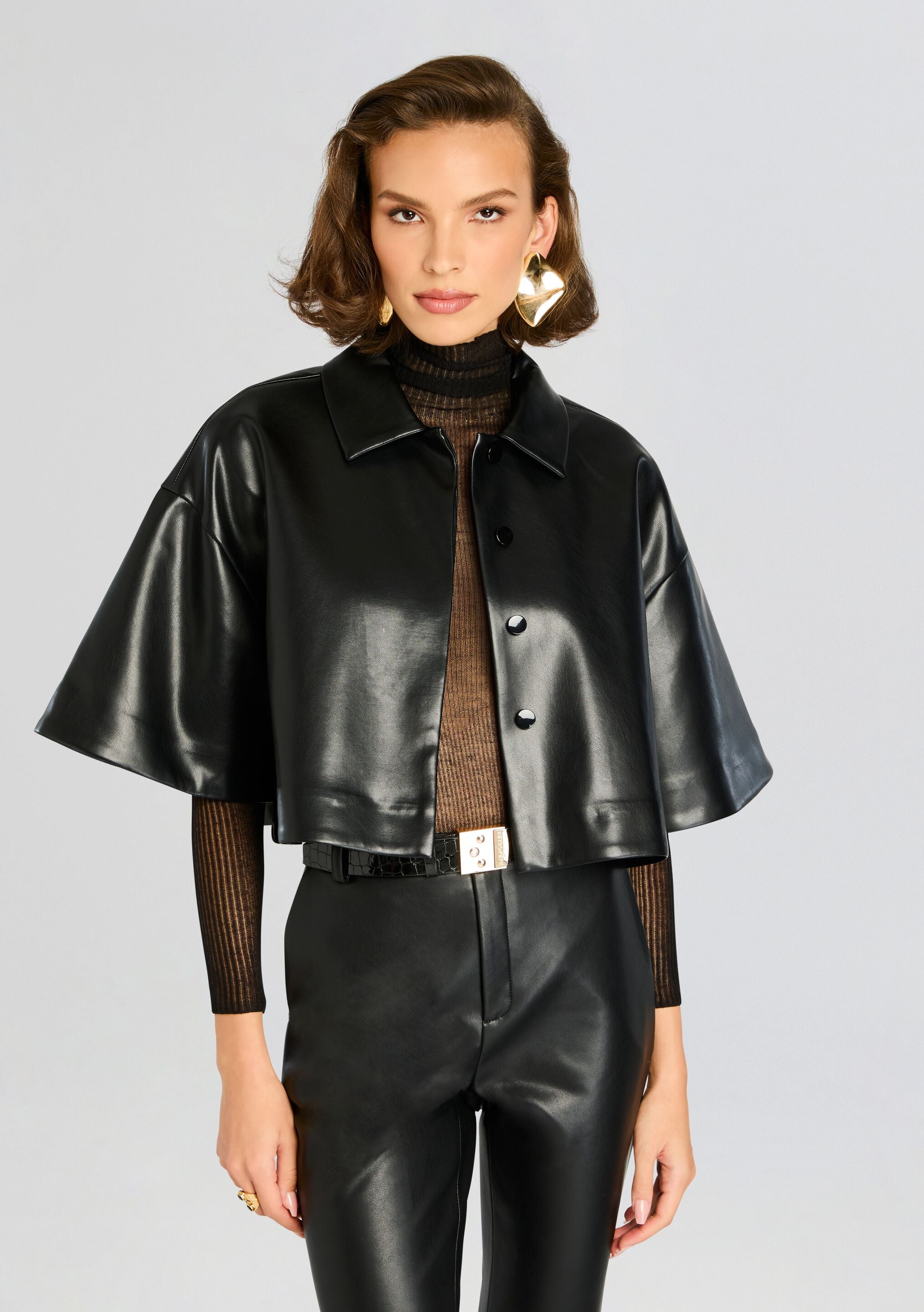 Adi Vegan Leather Cropped Jacket-Sunny Prom