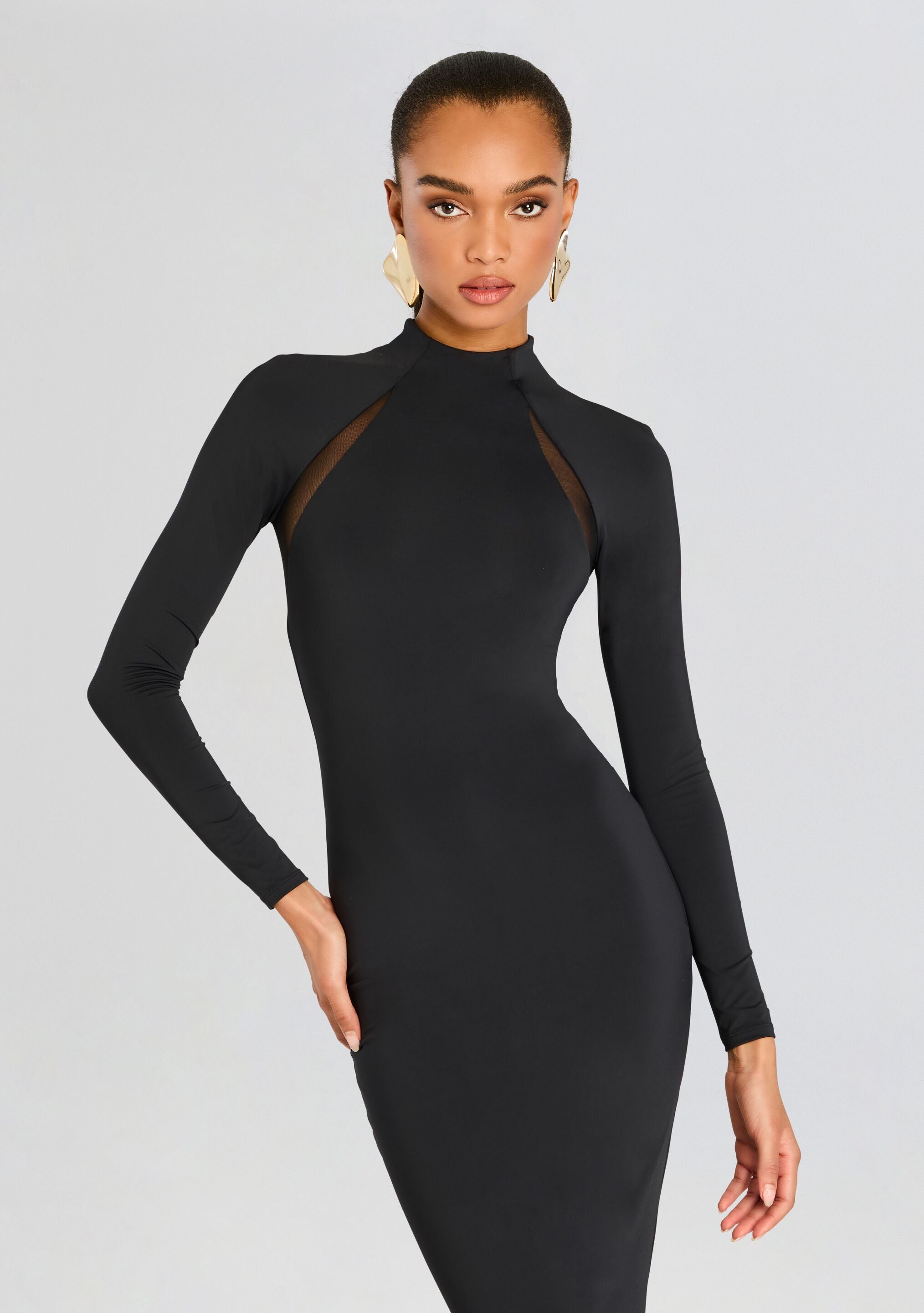 Krystal Maxi Dress with Mesh Paneling-Sunny Prom