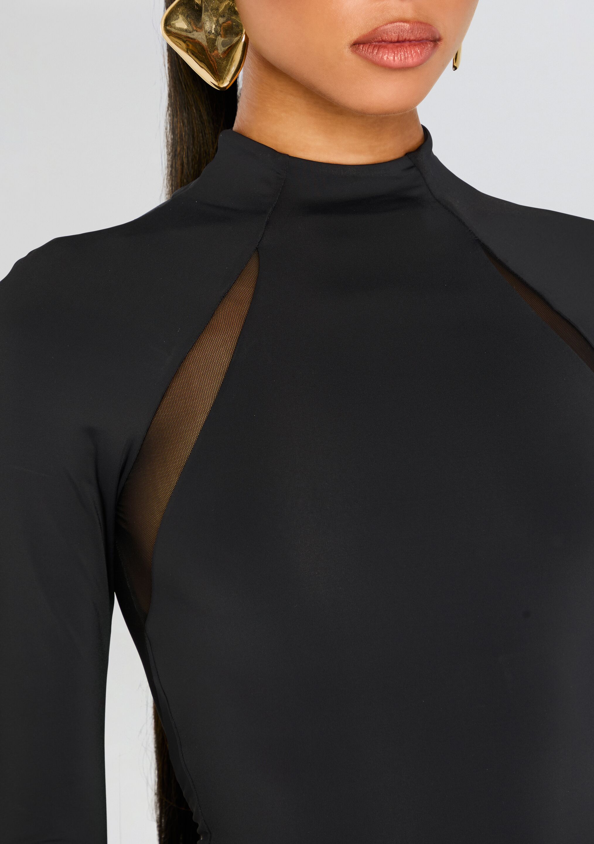 Krystal Maxi Dress with Mesh Paneling-Sunny Prom