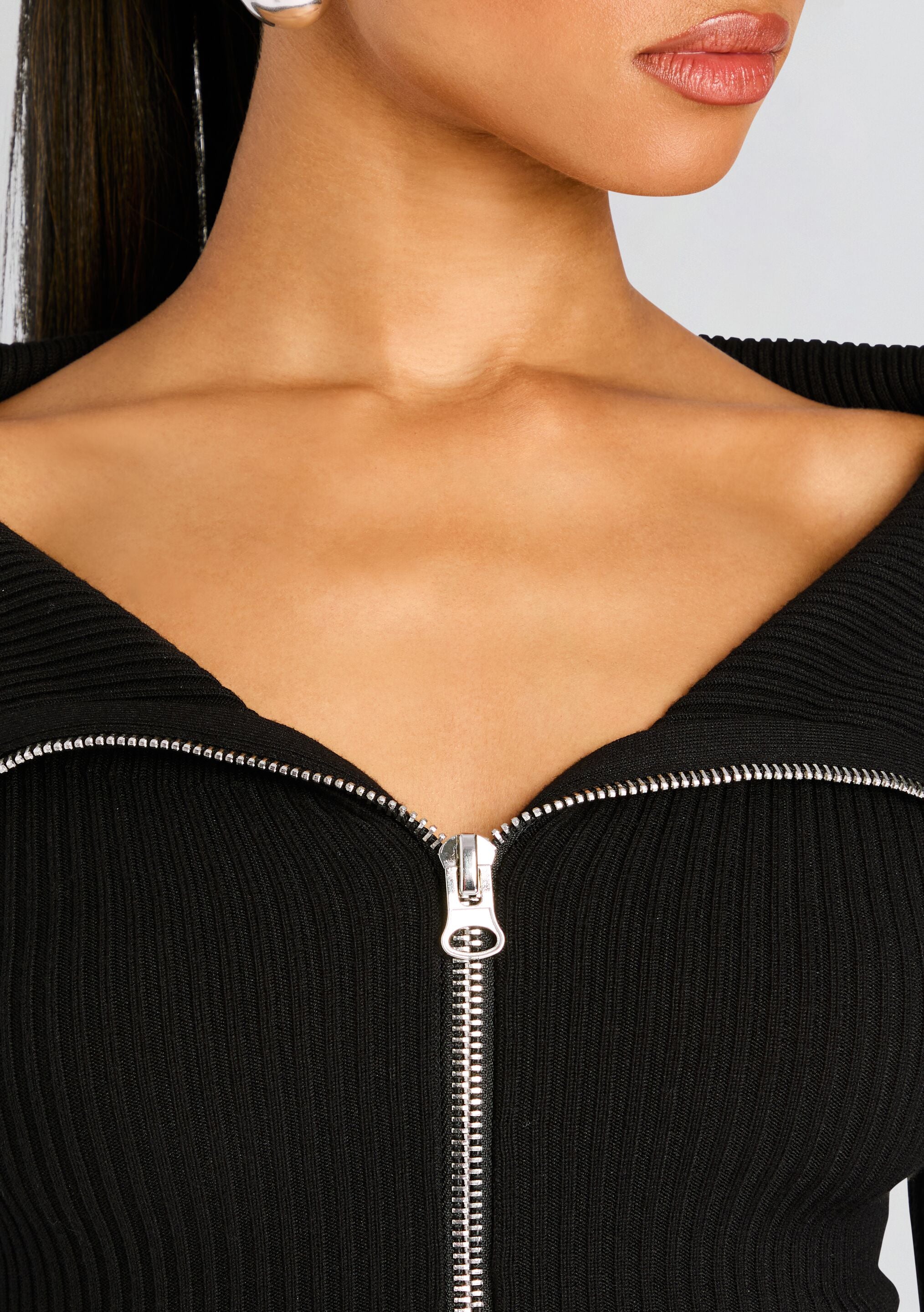 Vesper Off Shoulder Knit Mini Dress-Sunny Prom