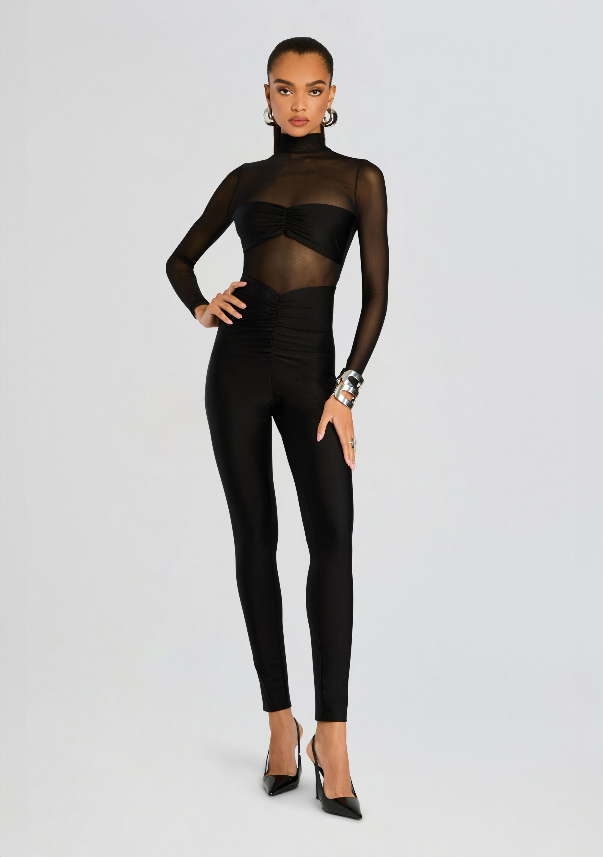 Brietta Bandeau Mesh Catsuit-Sunny Prom