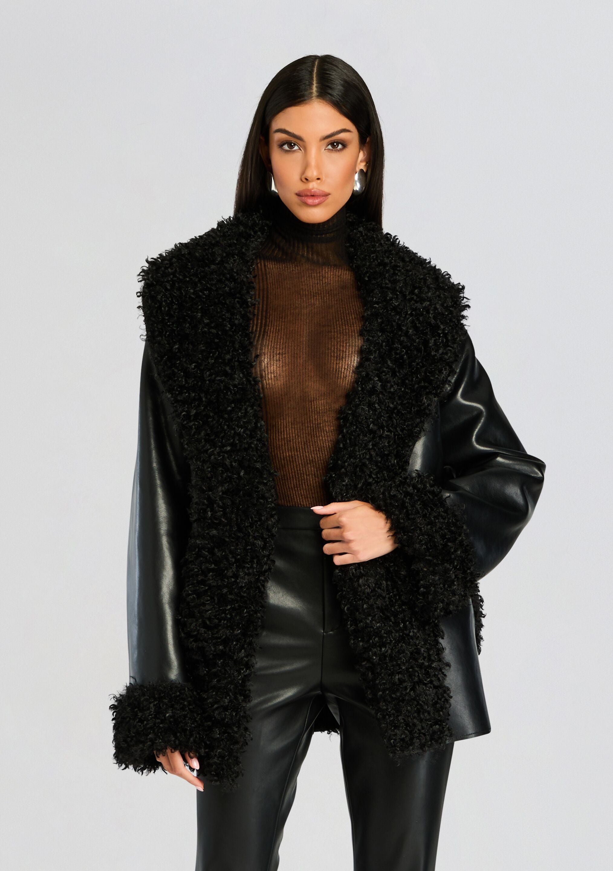 Roxanne Vegan Leather Coat-Sunny Prom