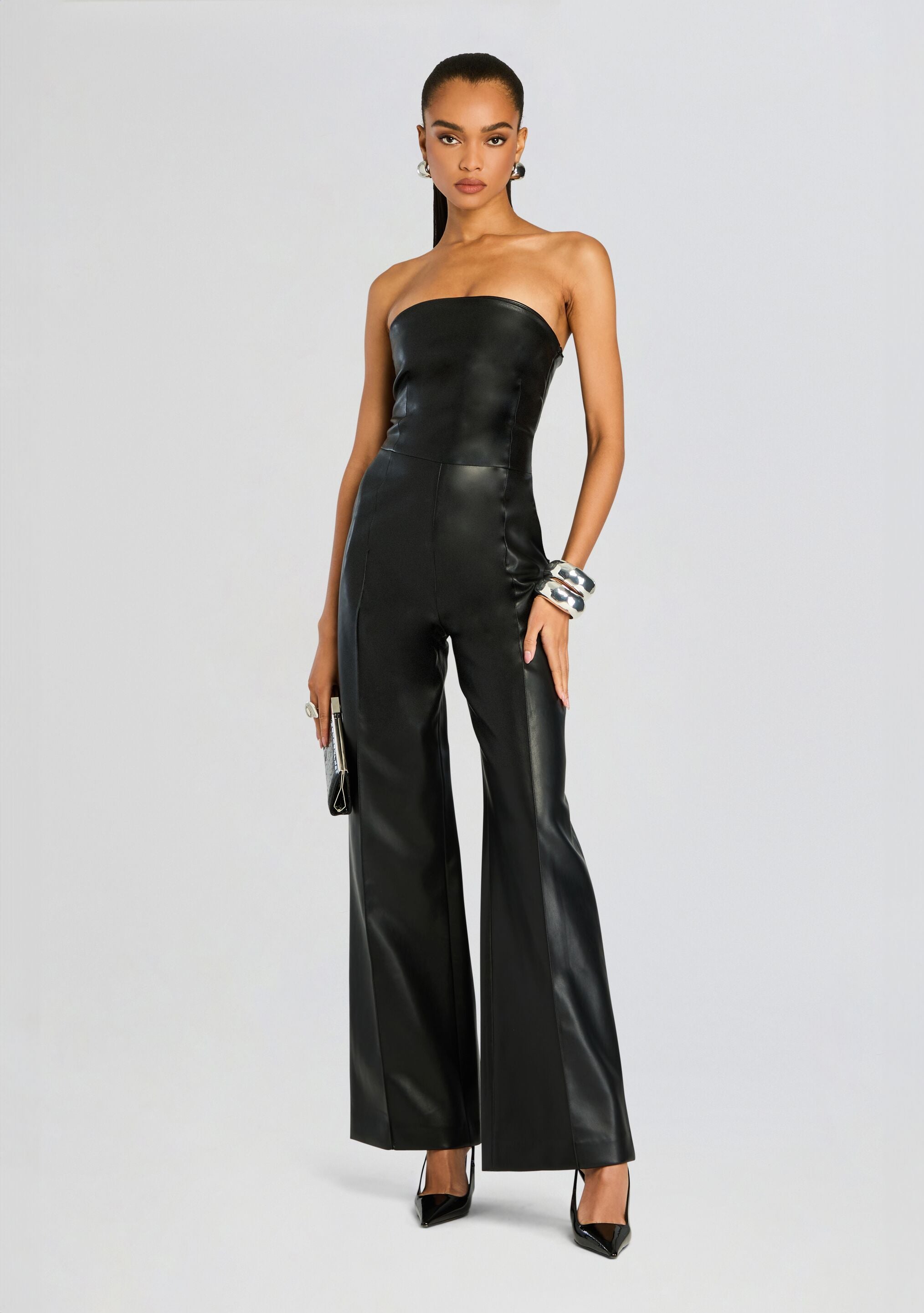Zoe Vegan Leather Jumpsuit-Sunny Prom