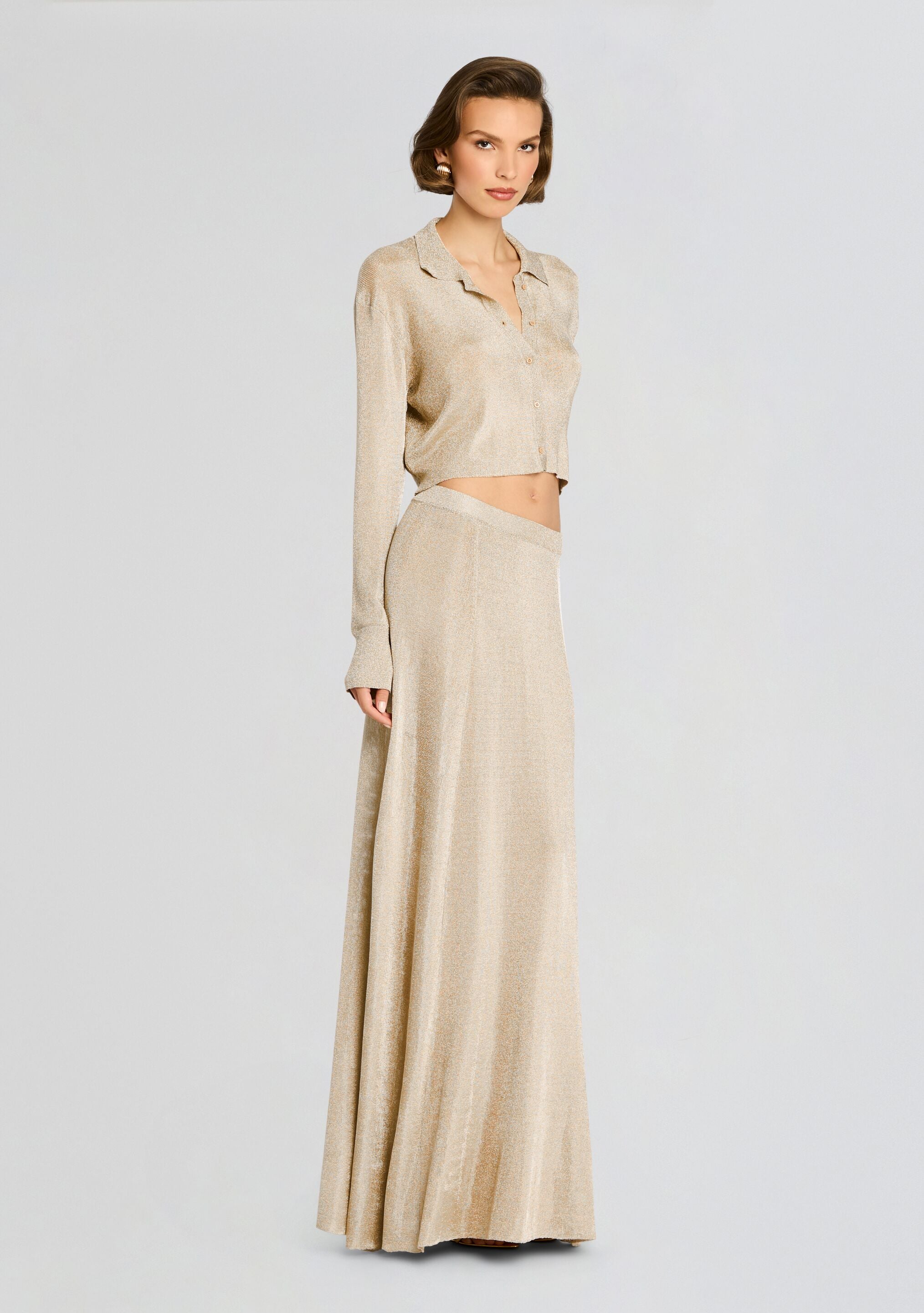Alice Metallic Knit Maxi Skirt-Sunny Prom