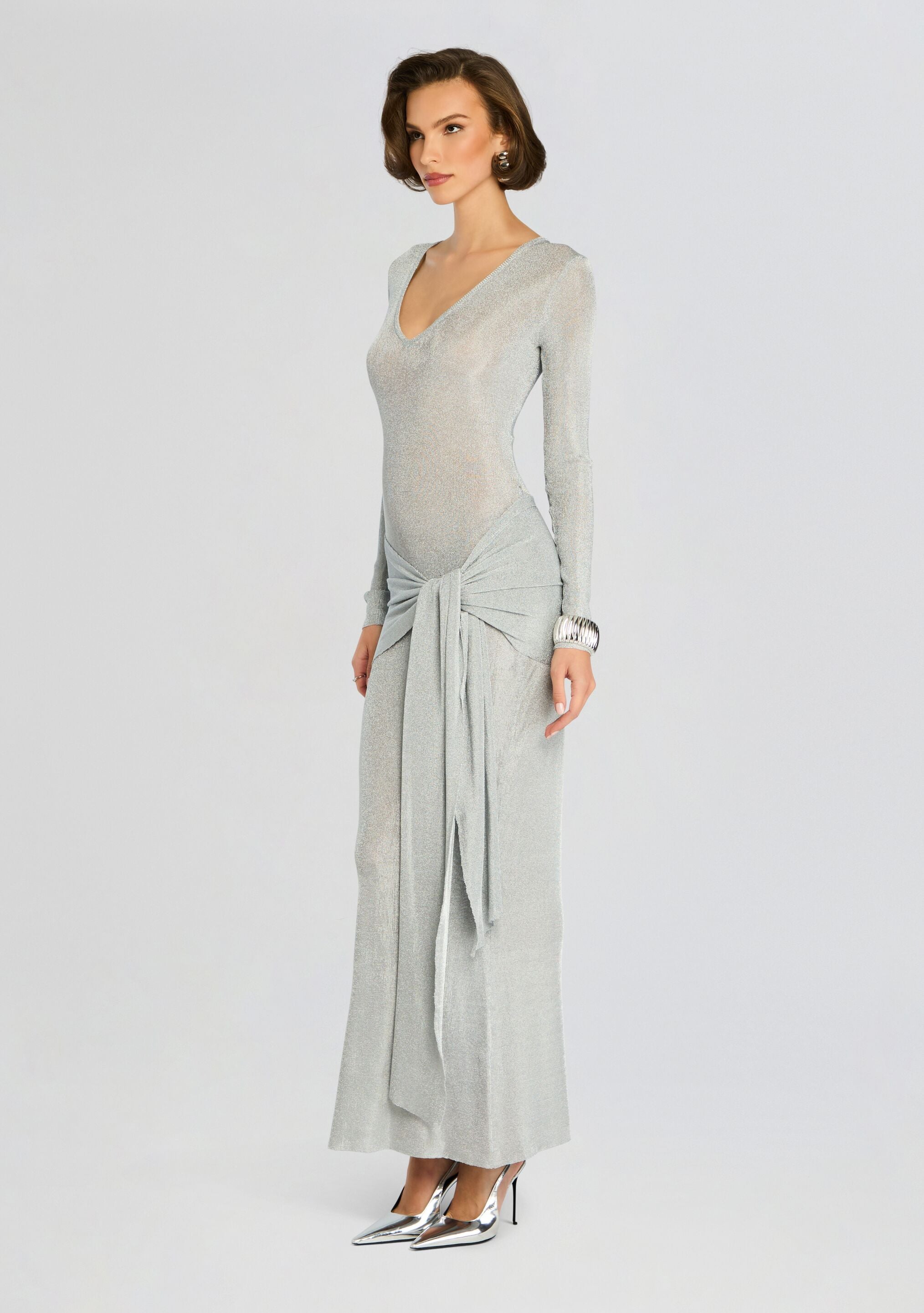 Ashera Metallic Knit Dress-Sunny Prom