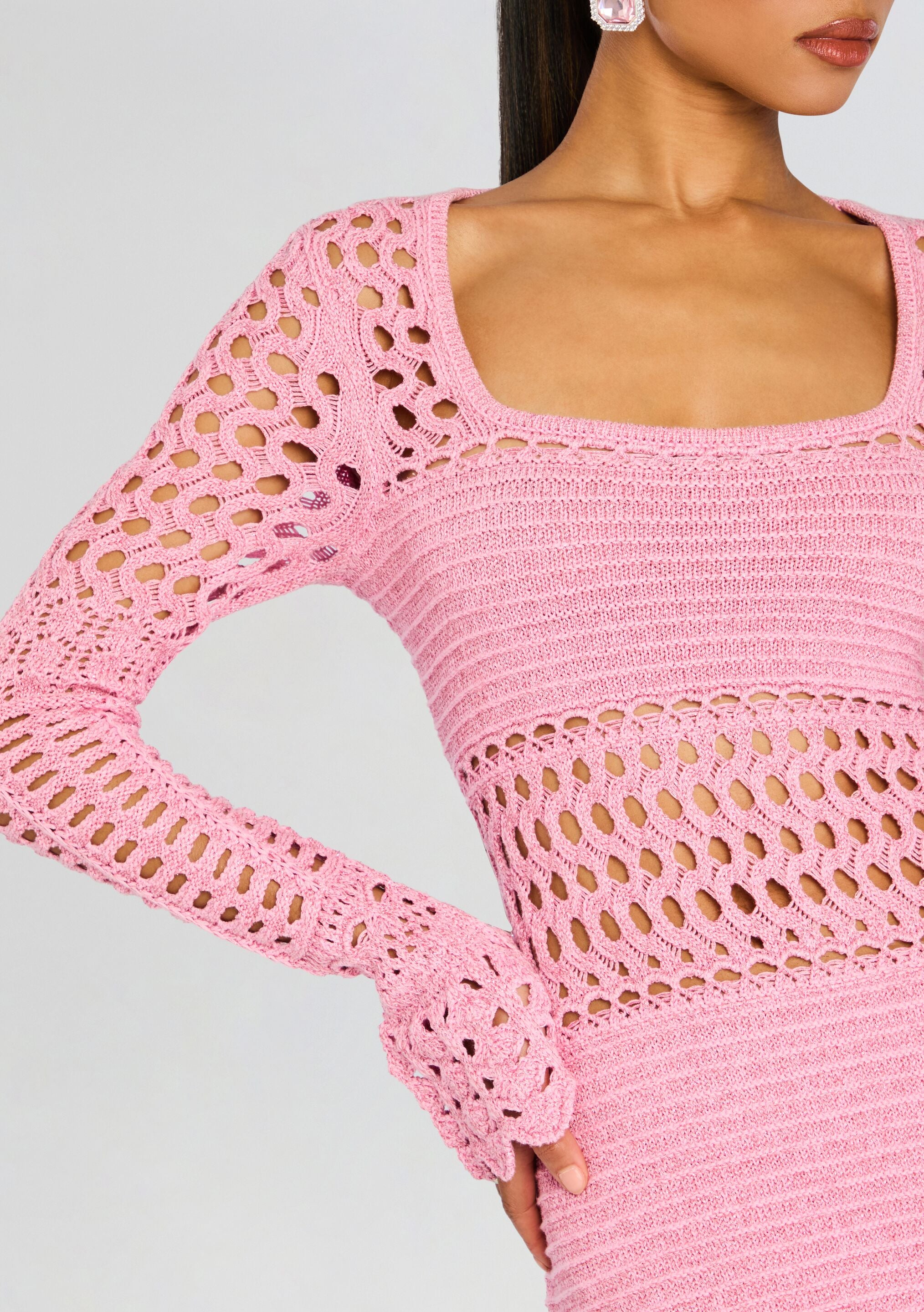 Airie Knit Crochet Dress-Sunny Prom