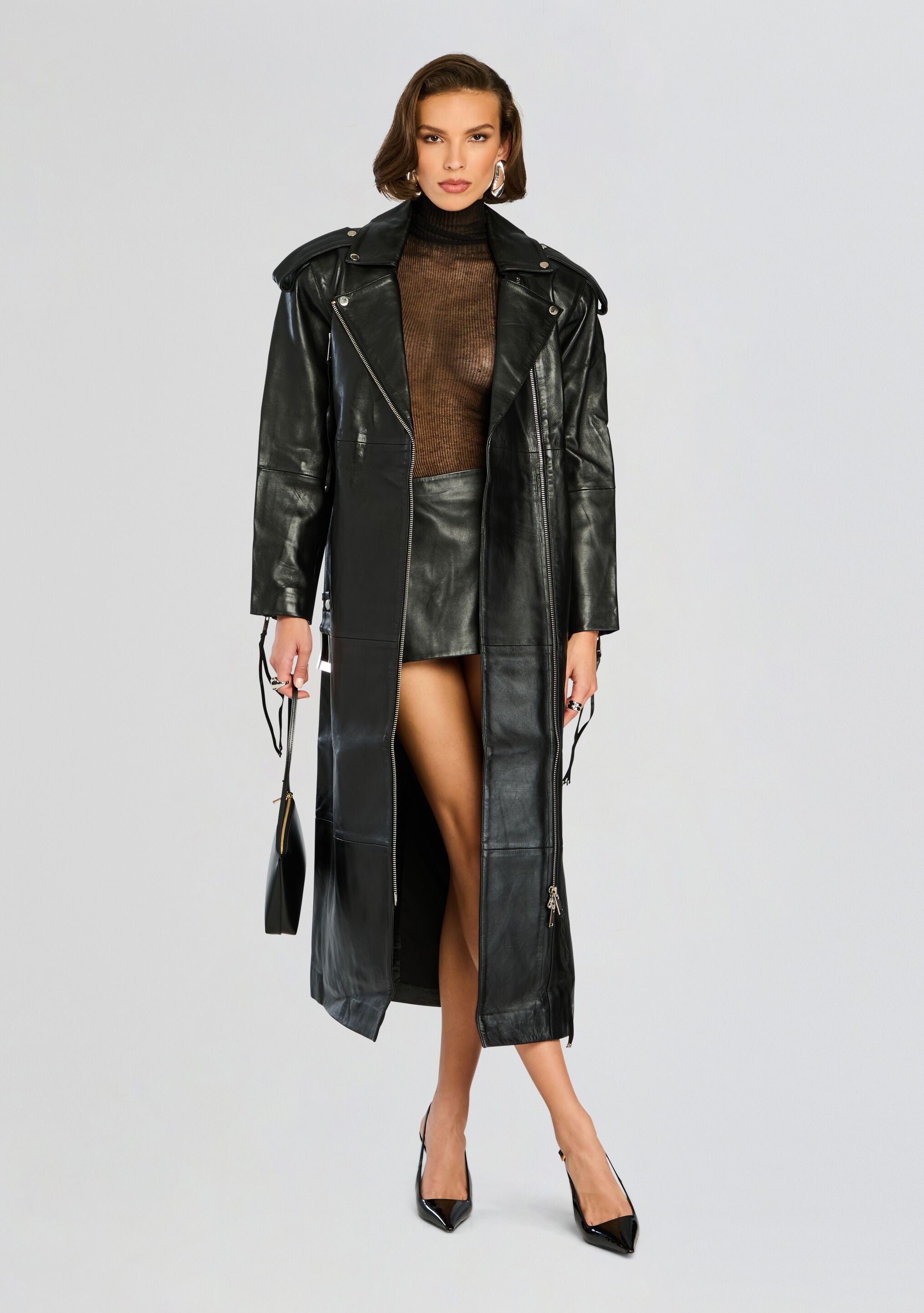 Knightley Leather Trench Coat-Sunny Prom